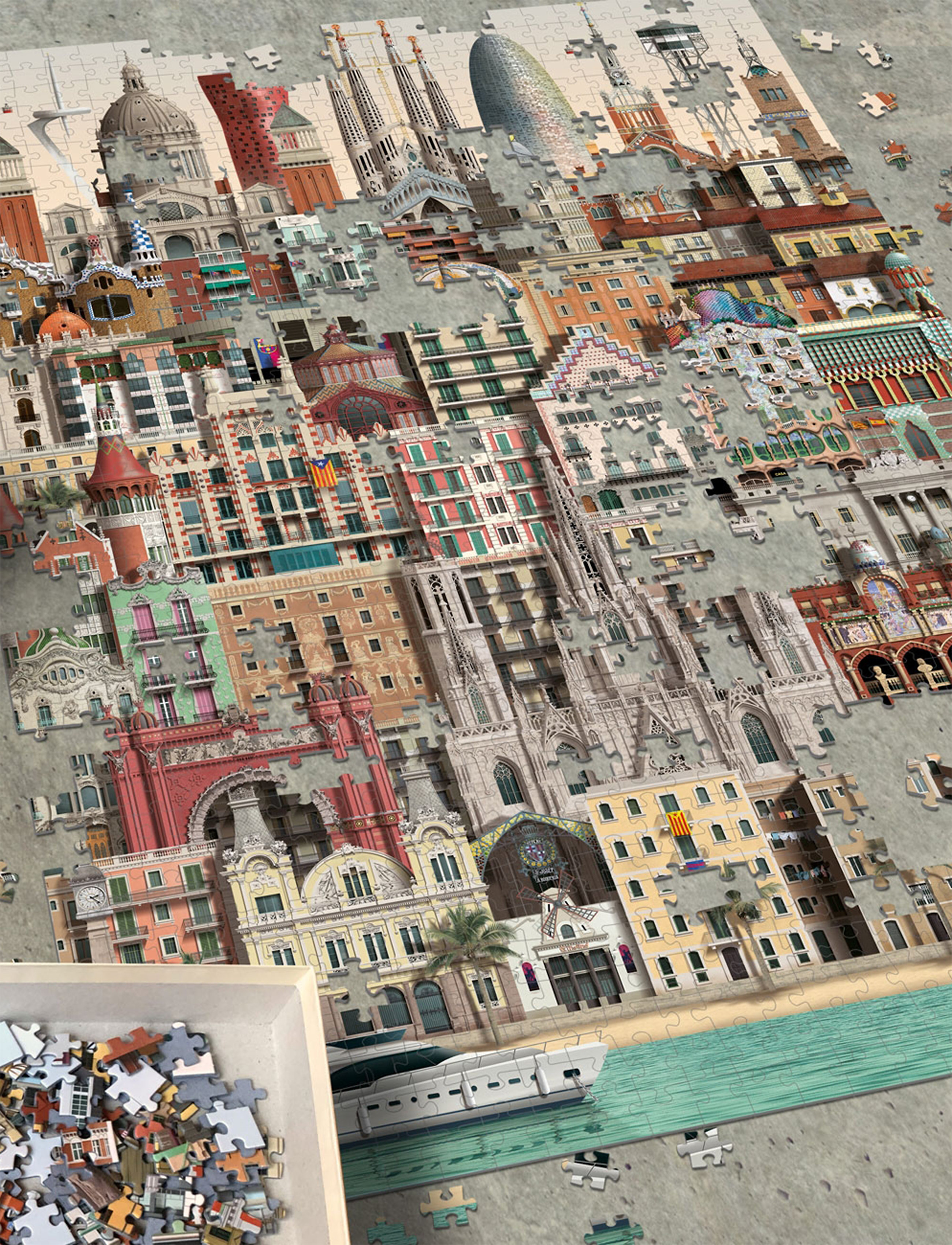 Martin Schwartz - Barcelona Jigsaw puzzle (1000 pieces) - pelit & palapelit - multi color - 2