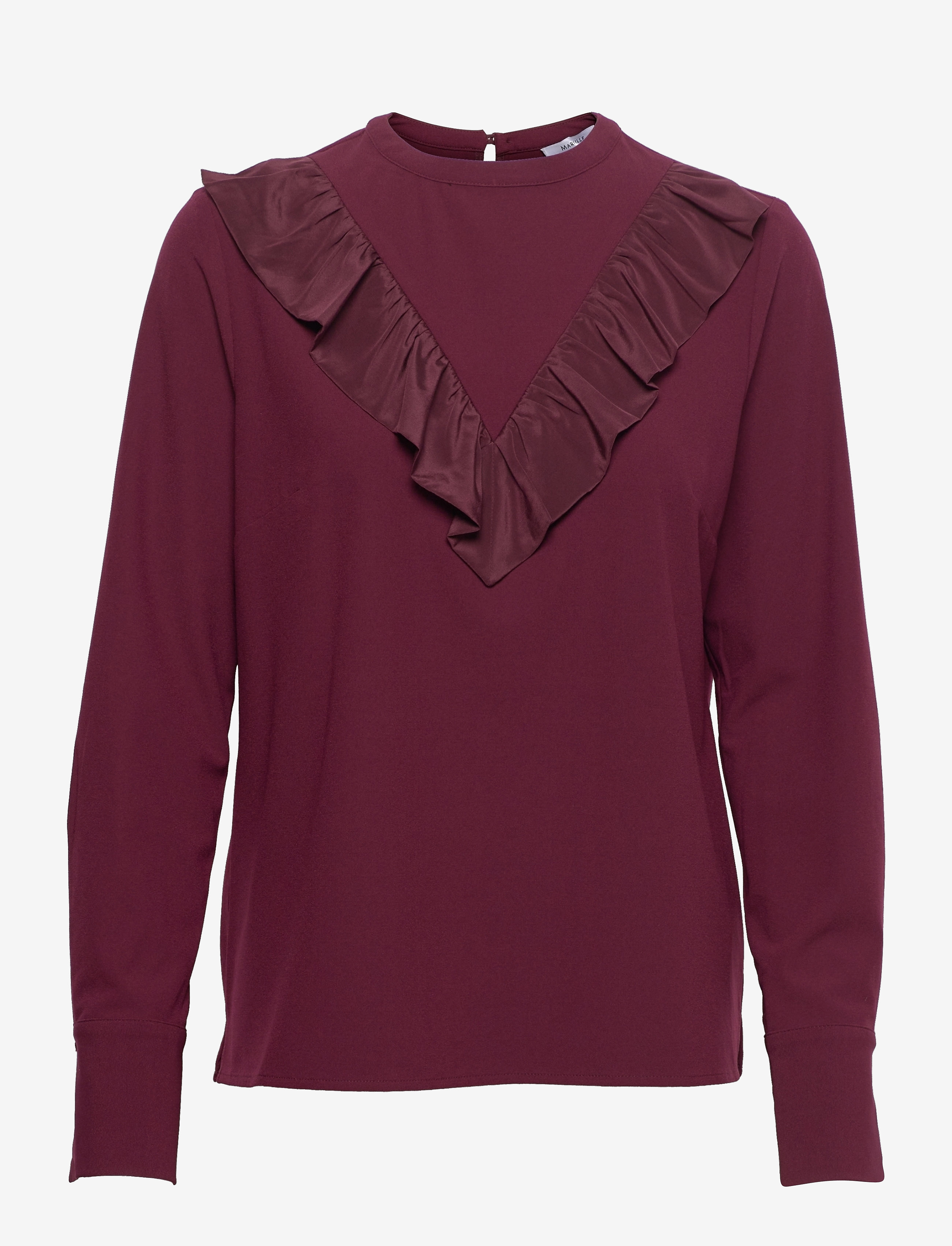 Marville Road Aretha Ruffle Top, Kvinder, Langærmet Flæse Top, Rød, Str: 34
