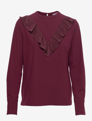 Marville Road - Aretha Ruffle Top - long-sleeved blouses - burgundy - 0