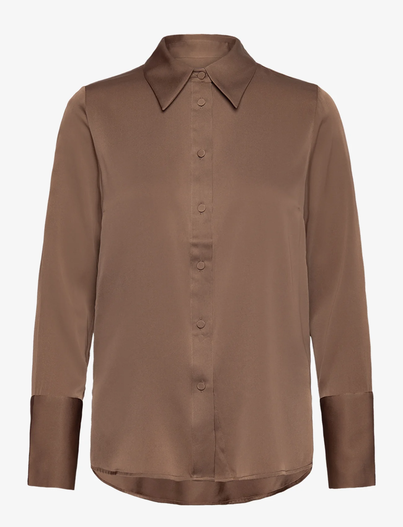 Marville Road - Leonie Silk Shirt - langermede skjorter - greige - 0