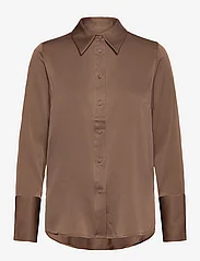 Marville Road - Leonie Silk Shirt - langærmede skjorter - greige - 0