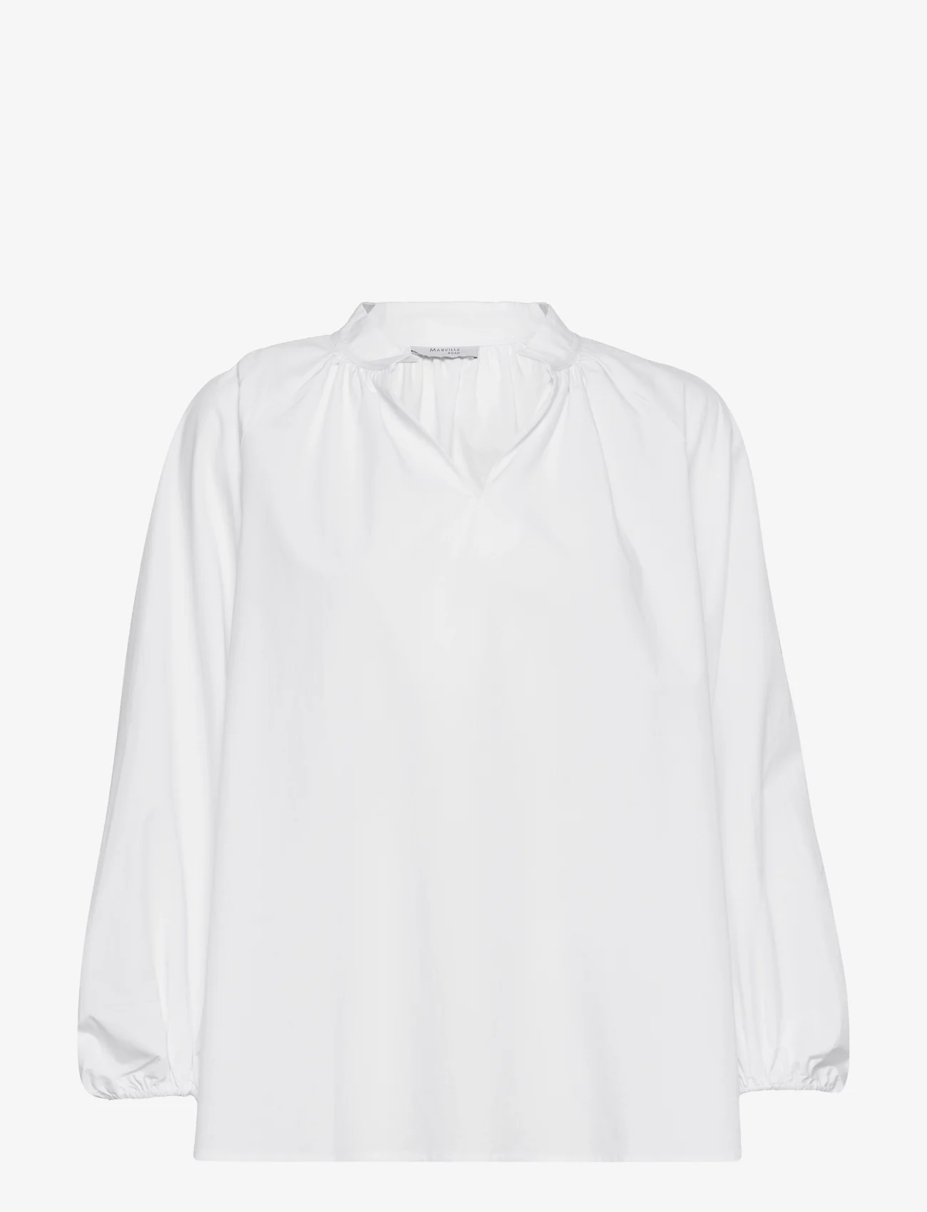 Marville Road - Farrah Cotton Poplin Blouse - long-sleeved blouses - crisp white - 0