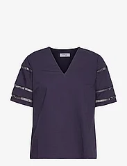 Marville Road - Felice Cotton Blouse - short-sleeved blouses - midnight blue - 0