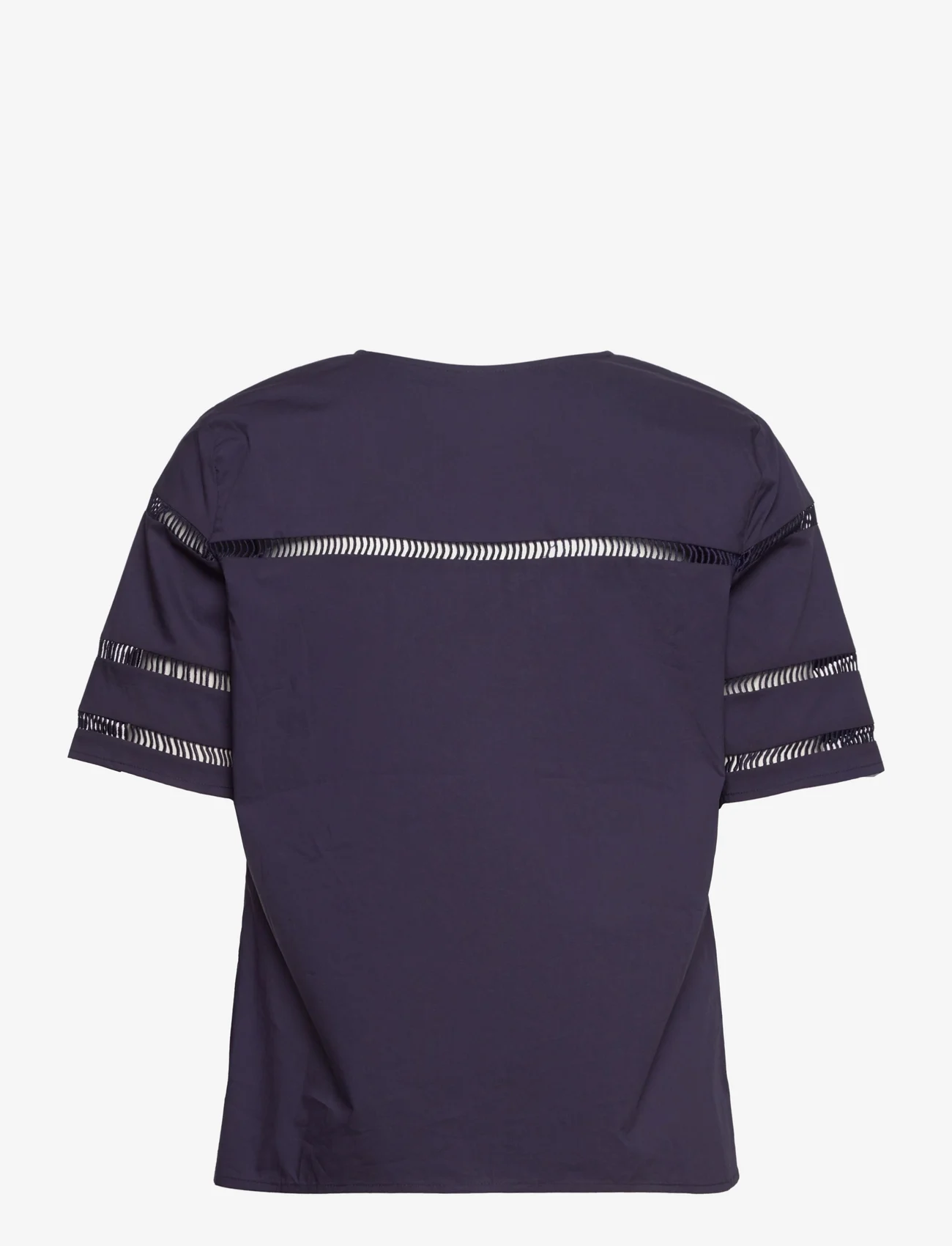 Marville Road - Felice Cotton Blouse - short-sleeved blouses - midnight blue - 1