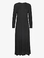 Flora Long Sleeved Viscose Jersey Dress - BLACK