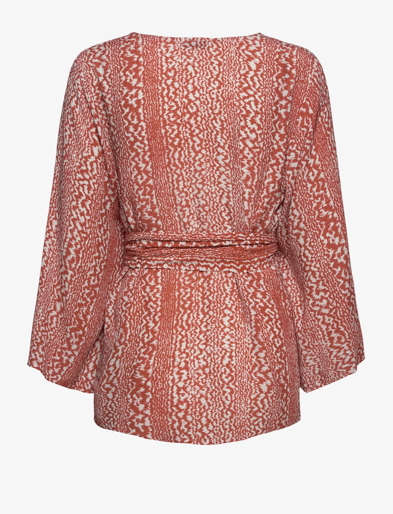 Marville Road - Nicole Crepe Blouse - long-sleeved blouses - coral print - 1