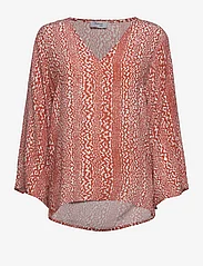 Marville Road - Nicole Crepe Blouse - long-sleeved blouses - coral print - 2