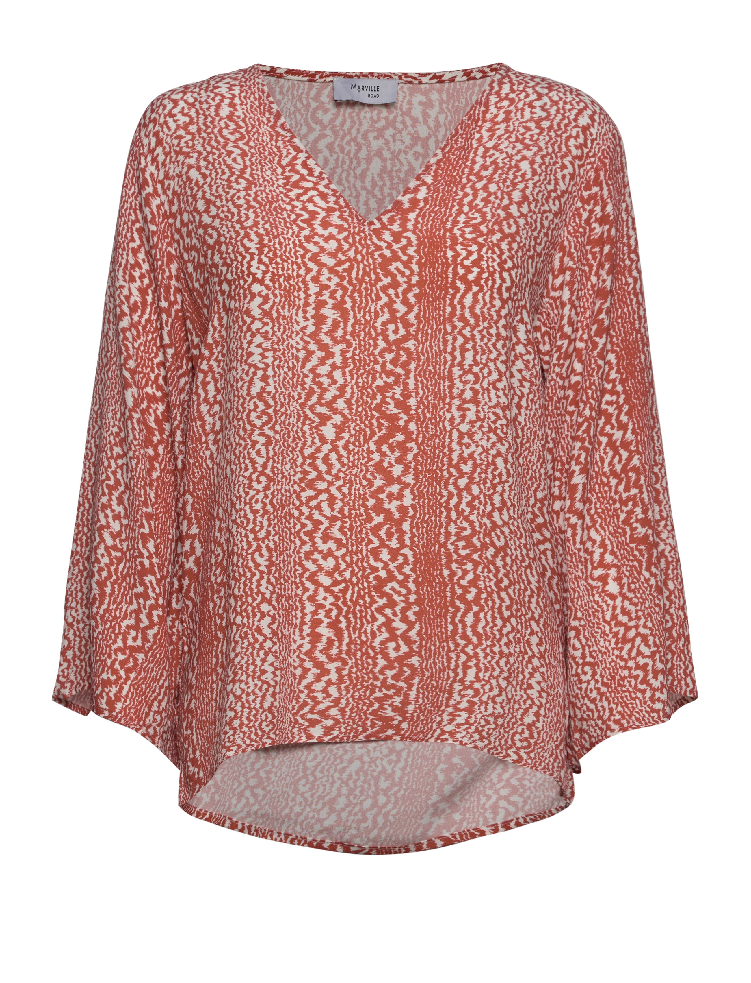 Marville Road - Nicole Crepe Blouse - langærmede bluser - coral print - 2