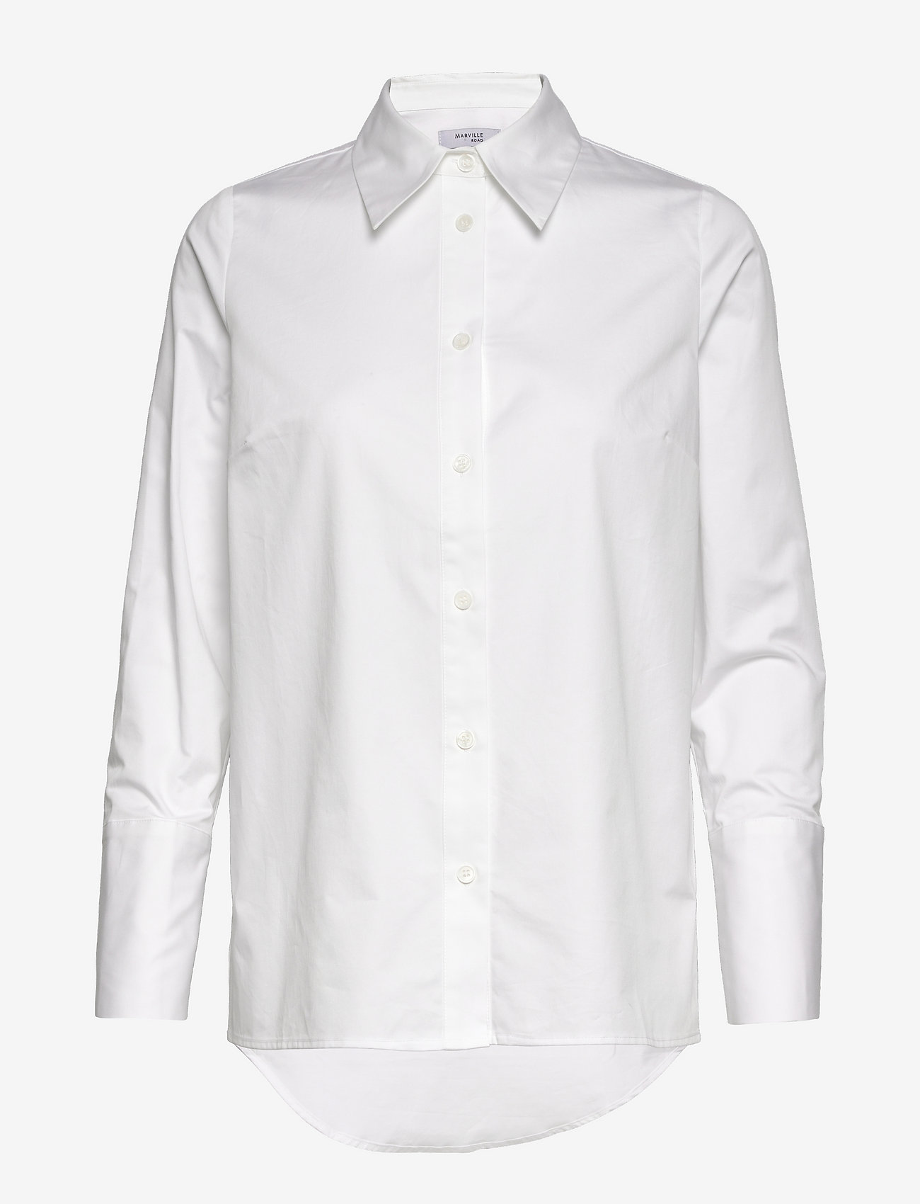 Marville Road - Oprah Cotton Poplin Shirt - langermede skjorter - crisp white - 0
