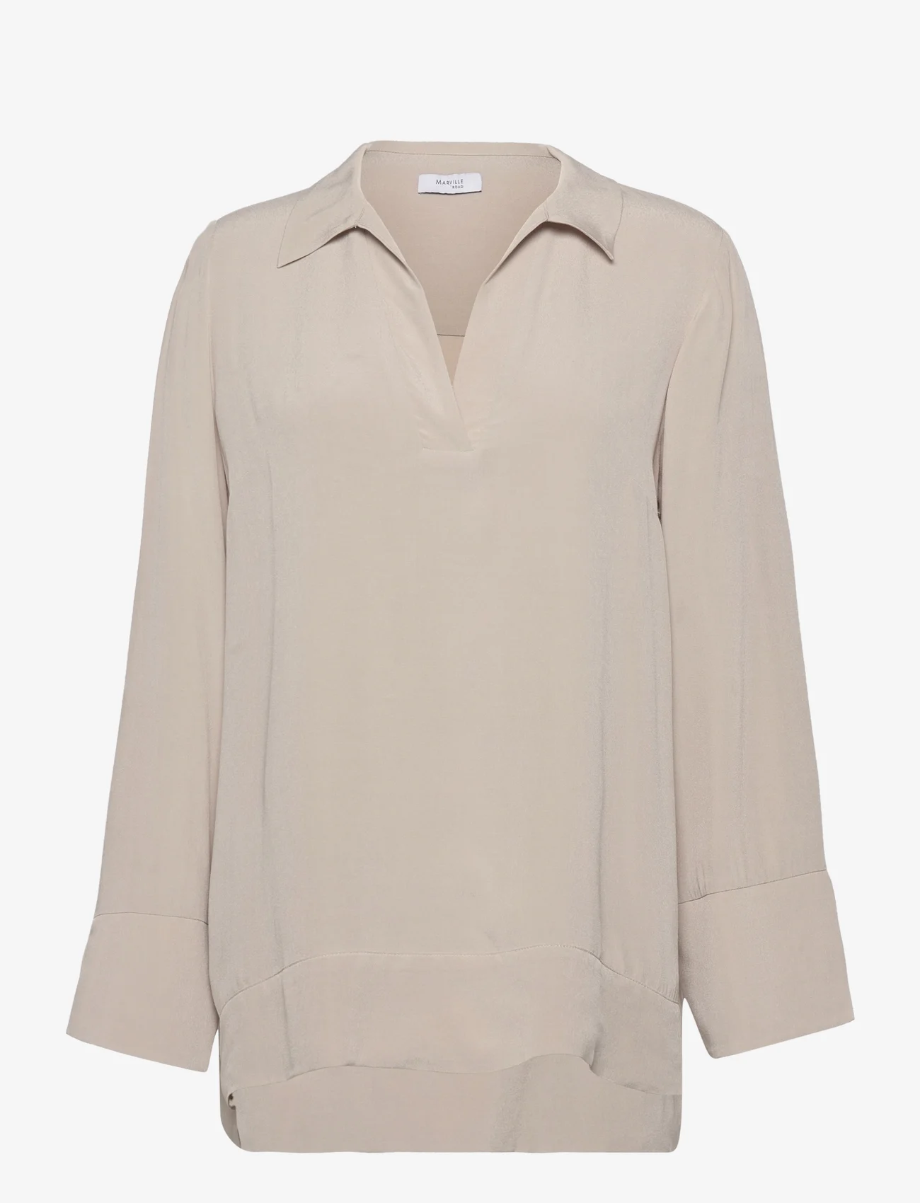 Marville Road - Paula Viscose Blouse - long-sleeved blouses - pebble - 0