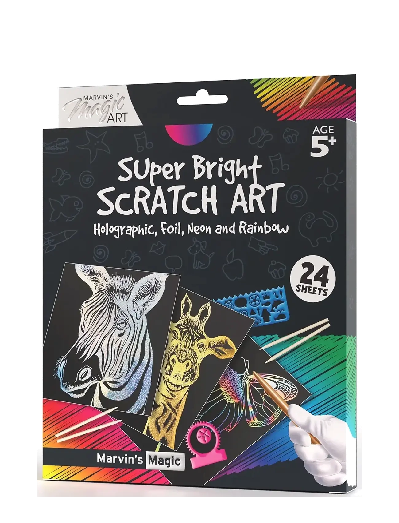 Marvin's Magic Scratch Art Super Bright, Børn, Coloring & Craft Books, Multi/mønstret, Str: ONE SIZE