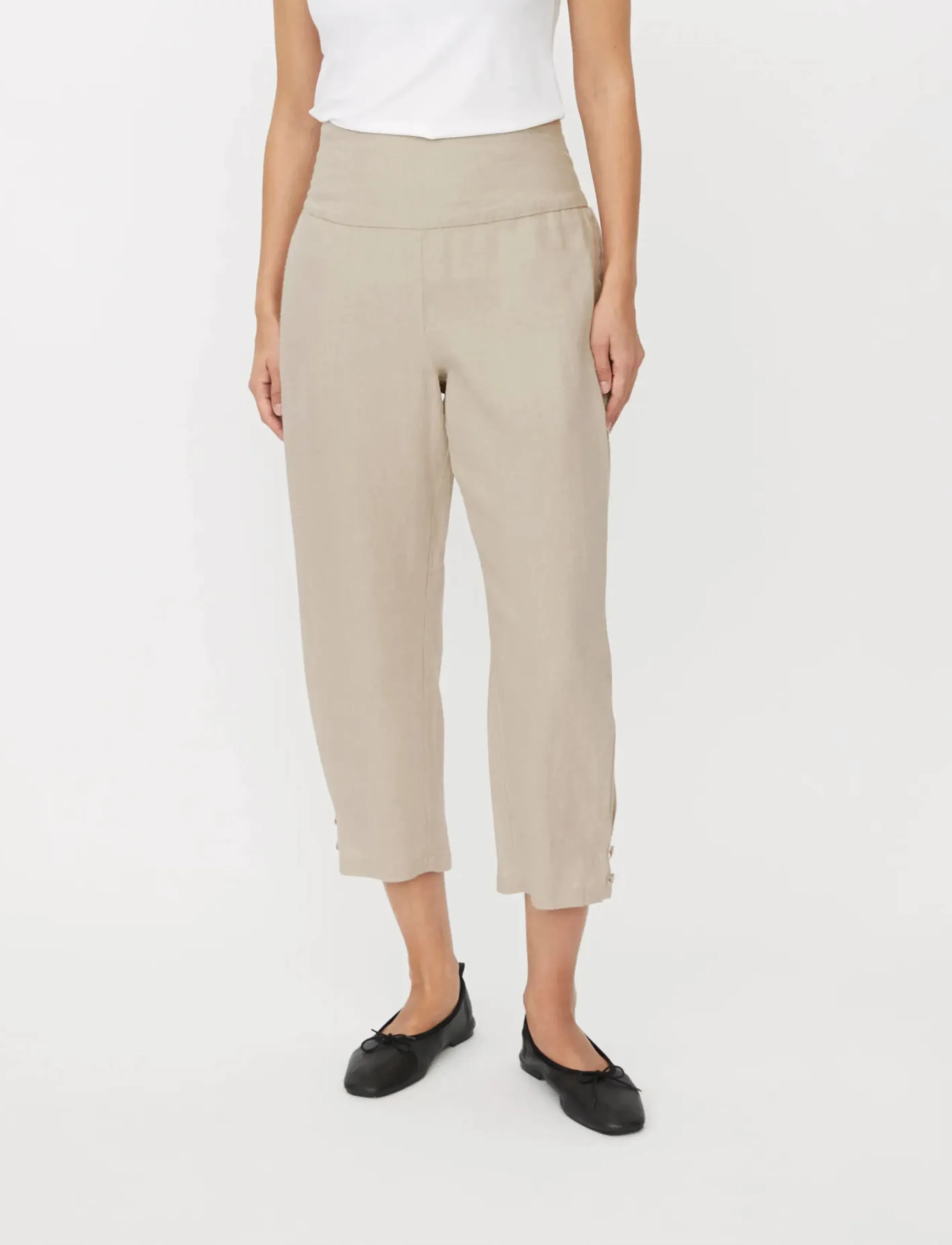 Masai Mapenna, Kvinder, Højtaljede Vide Bukser, Beige, Str: L