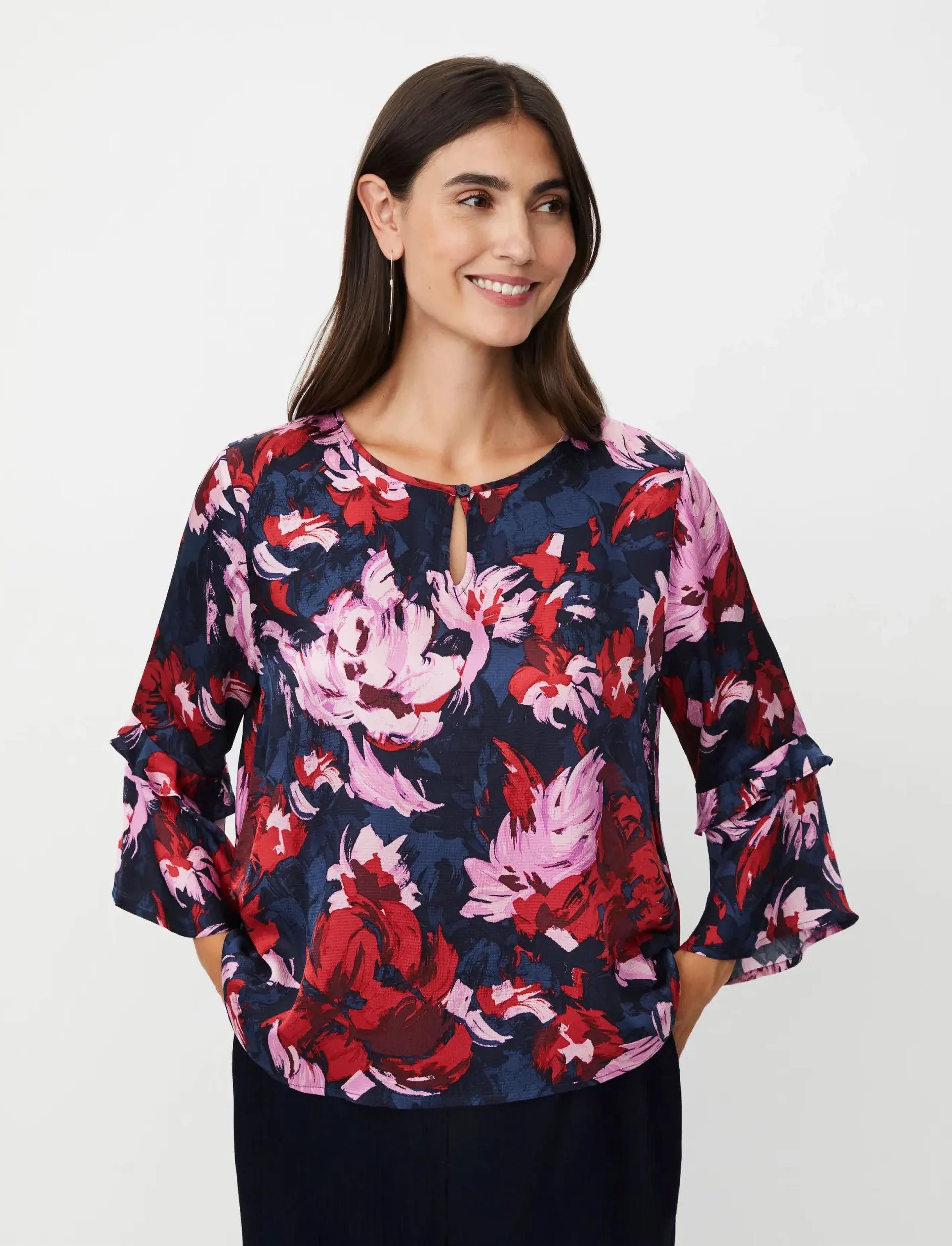 Masai Mabimelda, Kvinder, Blomstret Bluse, Blå, Str: S