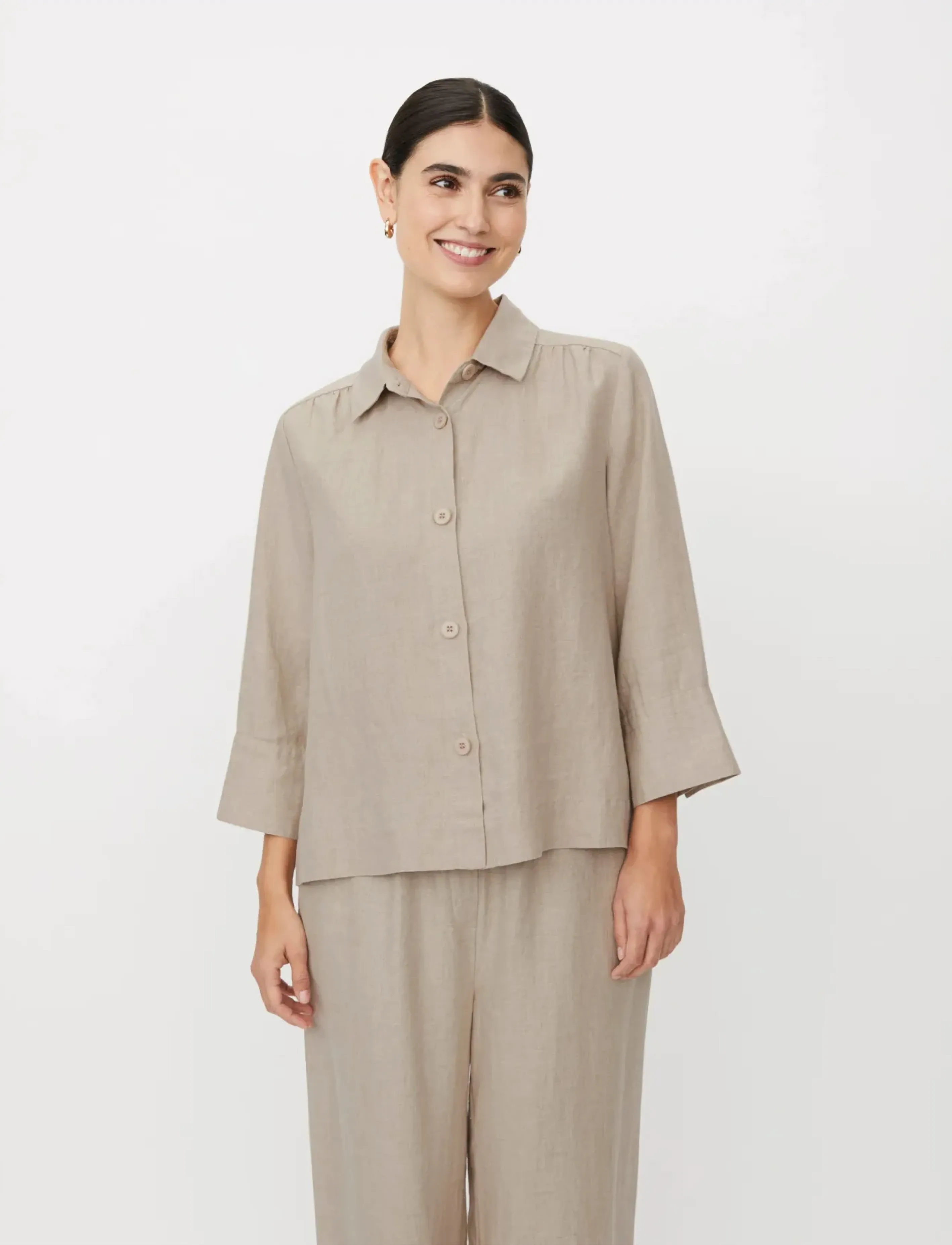 Masai Maidakai, Kvinder, Trekvartærmet Bluse, Beige, Str: M