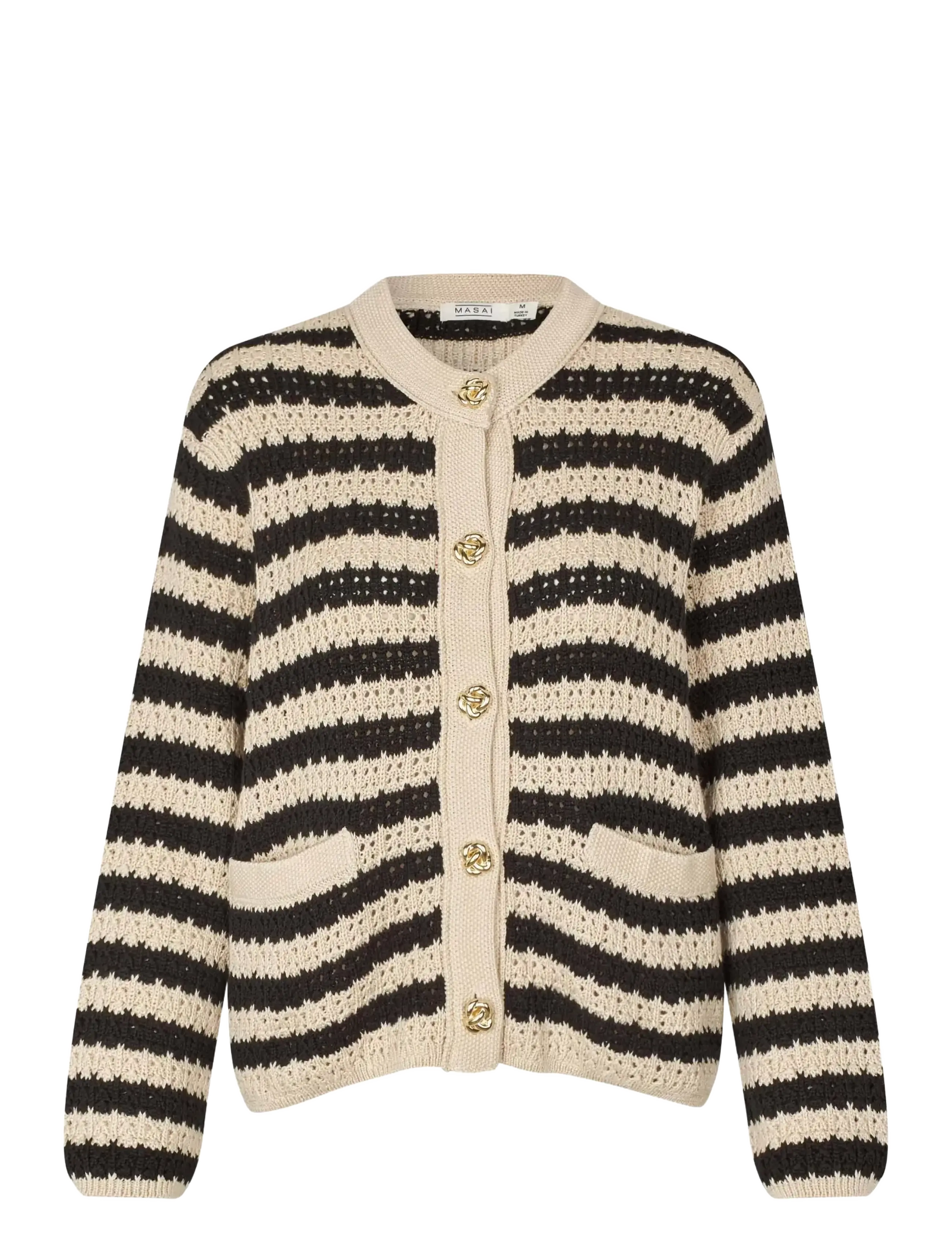 Masai Malivaren, Kvinder, Stribet Strik Cardigan, Beige, Str: L