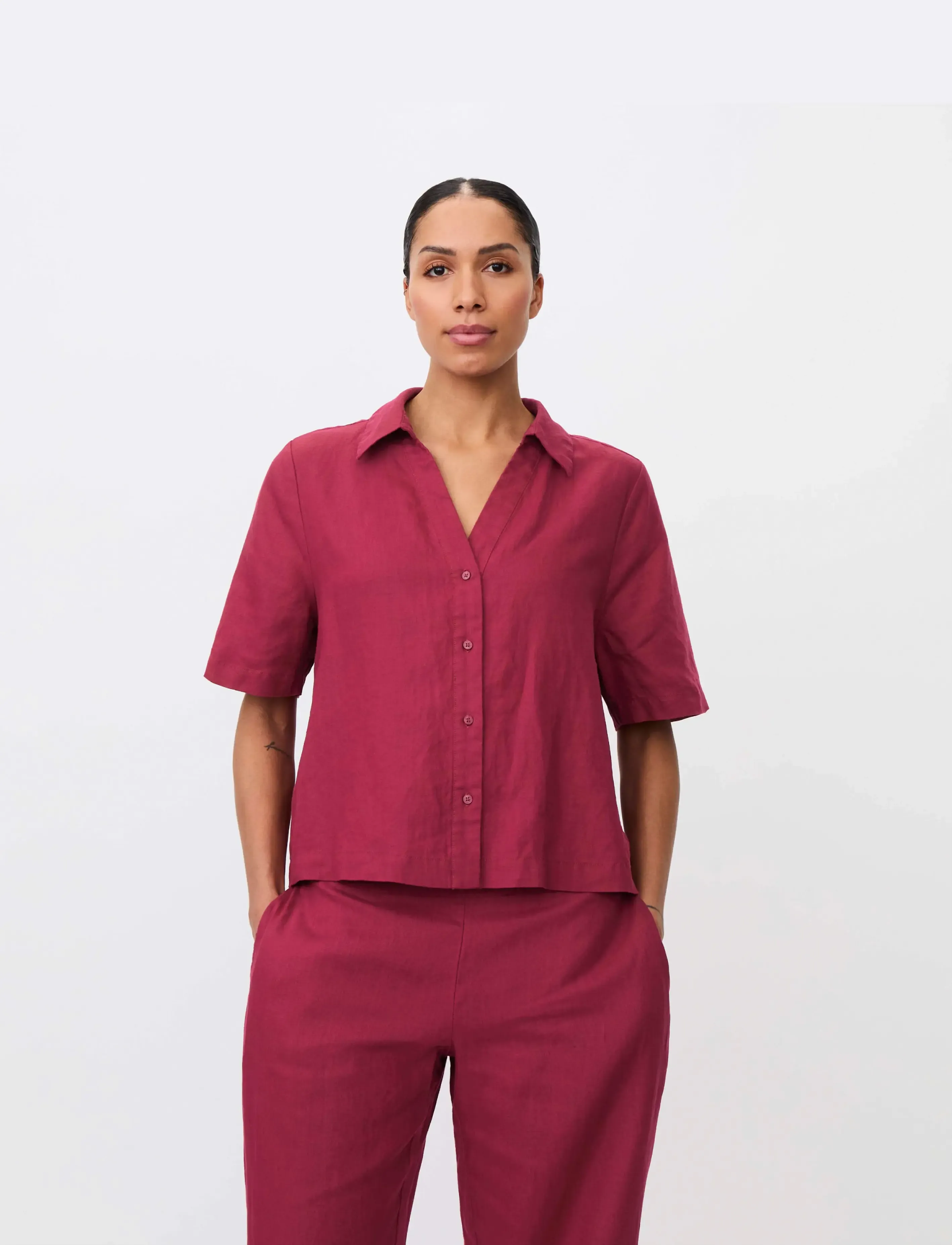Masai Mairyssa, XL, Burgundy, Skjorter > Kortærmede, Dame