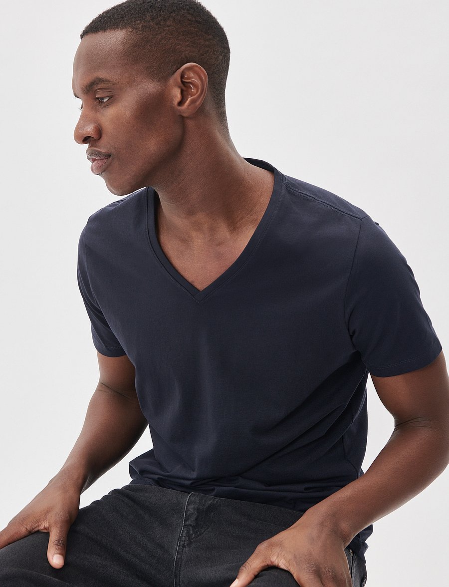 Matinique - Madelink - v-neck t-shirts - dark navy - 0
