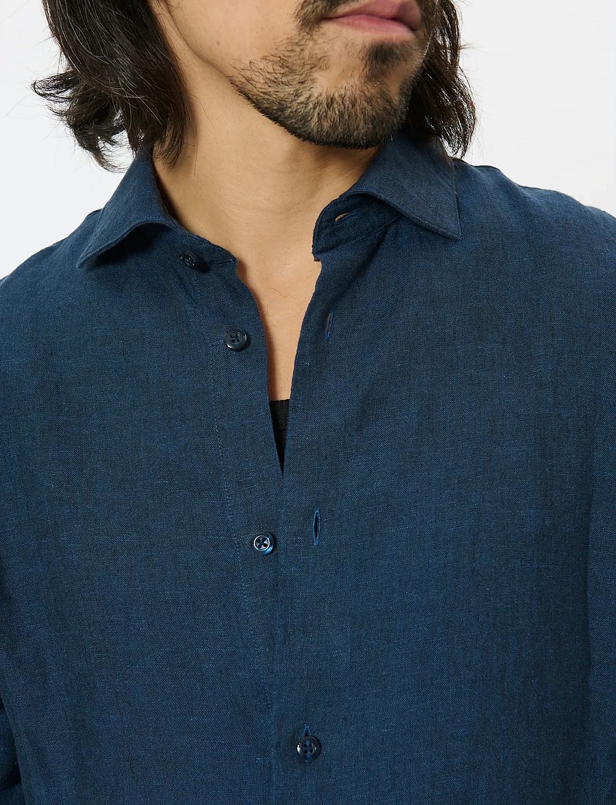 Matinique - MAmarc short - linen shirts - dark navy - 5
