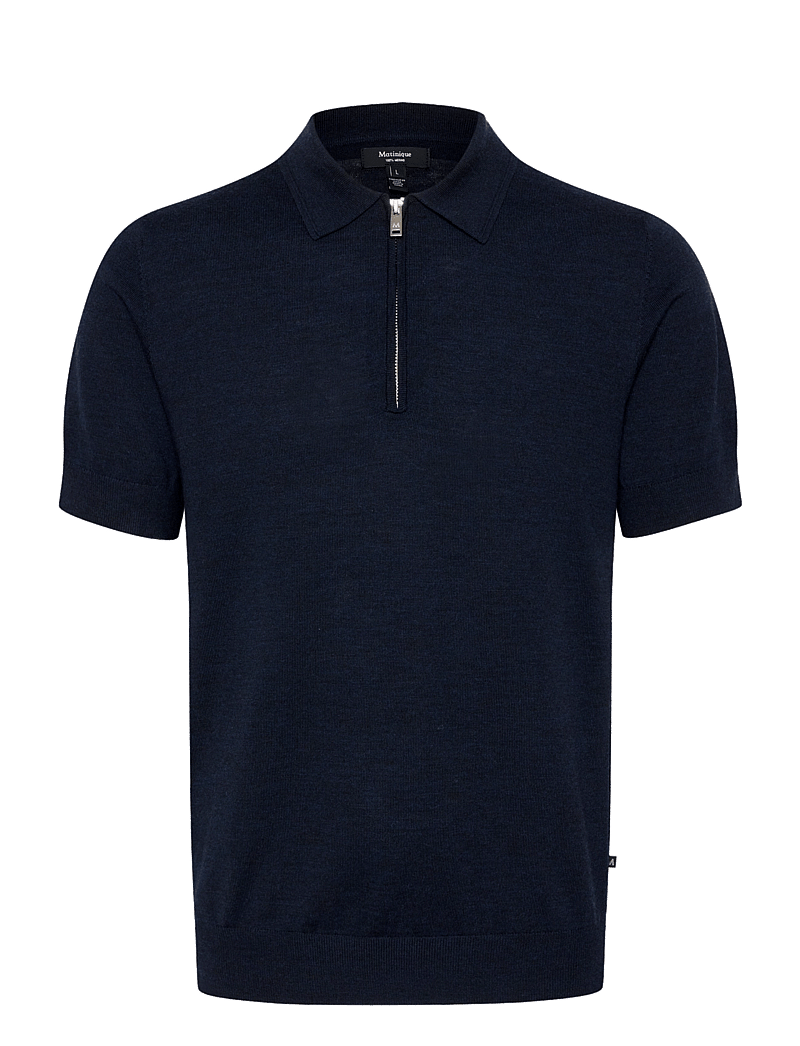 Matinique - MAPolo Knit - stickade pikéer - dark navy melange - 1