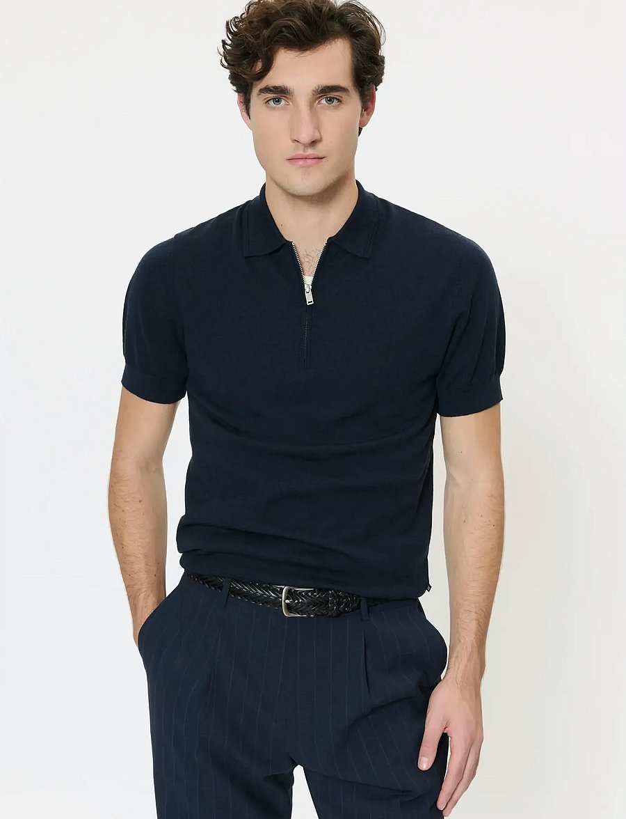 Matinique - MAPolo Knit - knitted polos - dark navy melange - 0