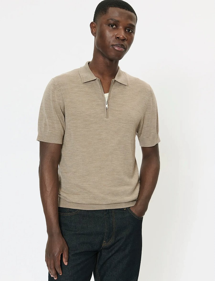 Matinique - MAPolo Knit - langärmlige strick-polohemden - khaki melange - 0