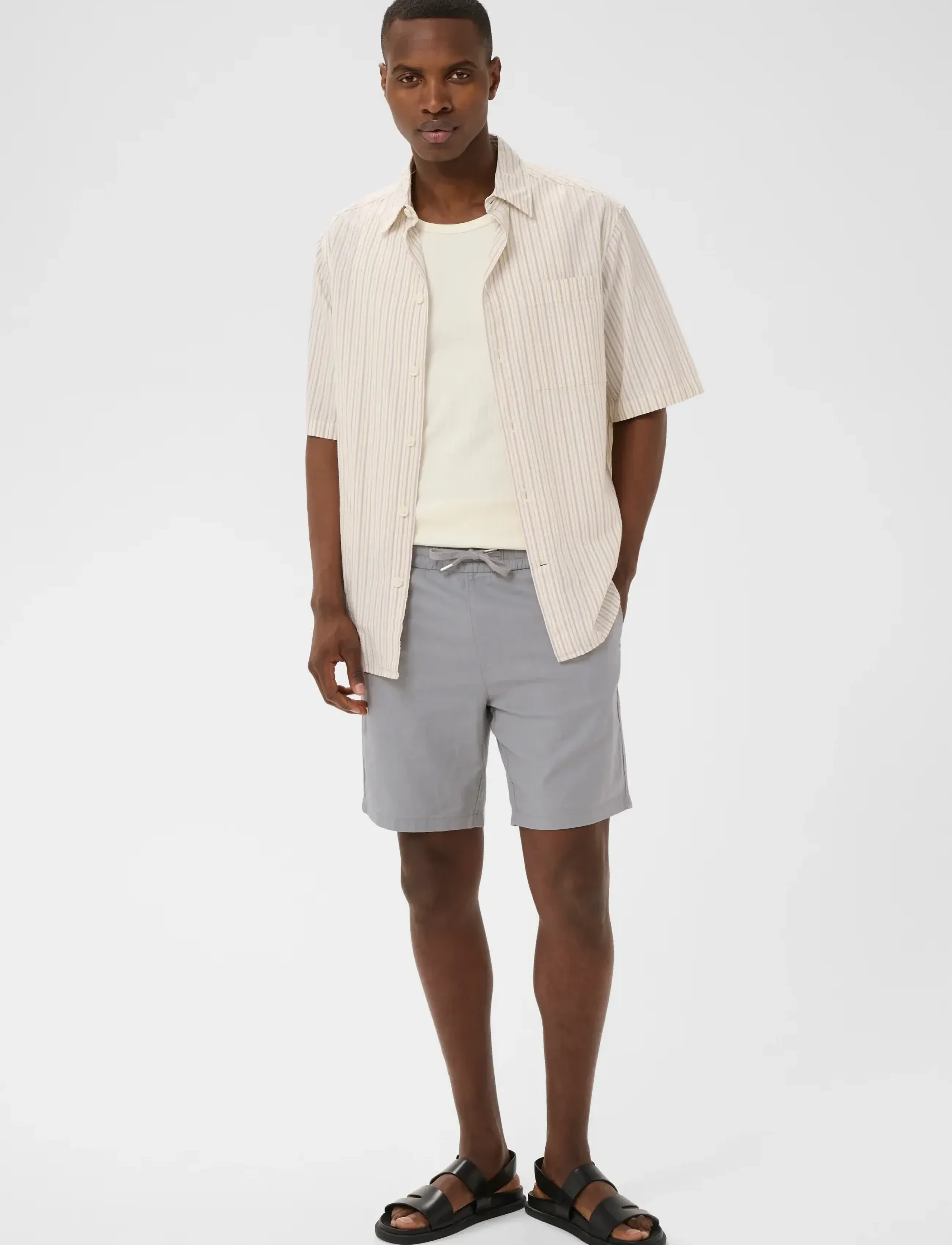Matinique - MAbarton Short - linen shorts - mist grey - 2