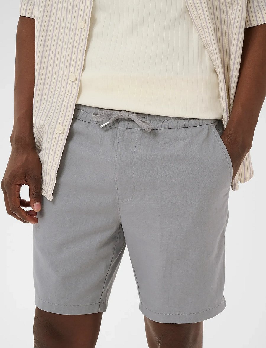 Matinique - MAbarton Short - linased lühikesed püksid - mist grey - 4