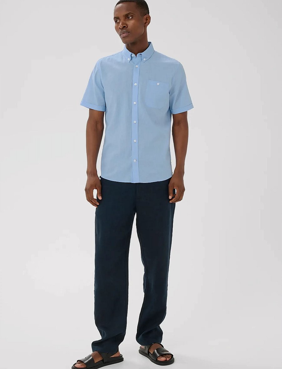 Matinique - MAtrostol BD SS - linen shirts - chambray blue - 3