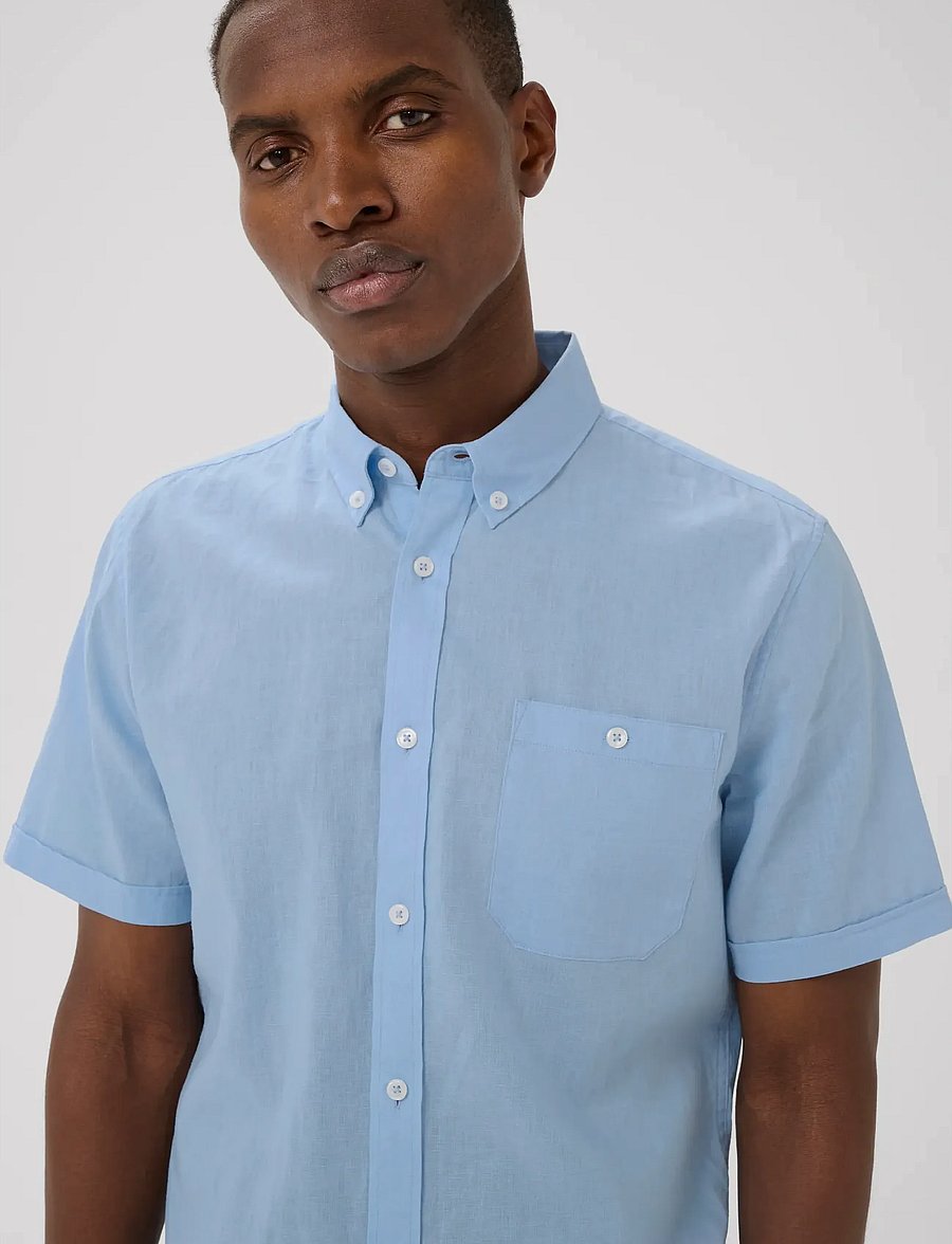 Matinique - MAtrostol BD SS - linen shirts - chambray blue - 5