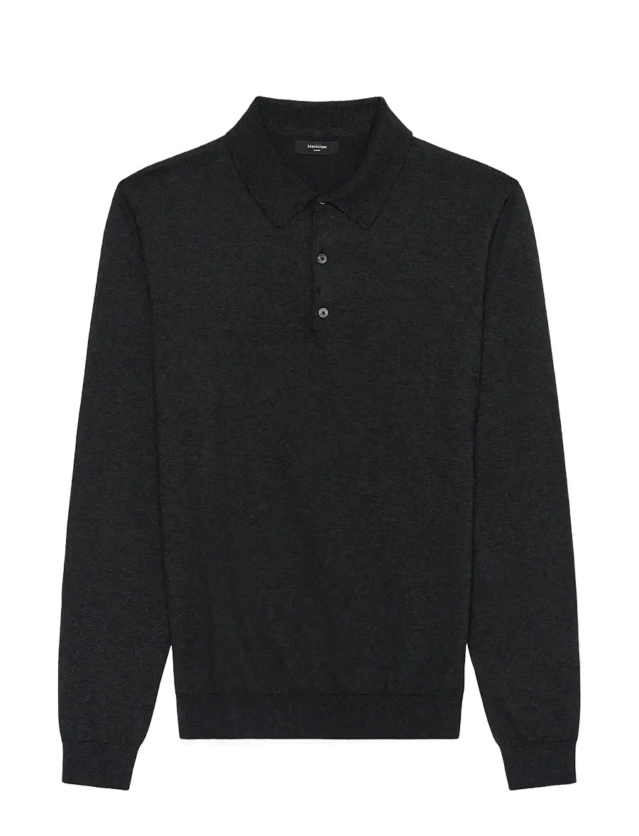Matinique - MAklint OC - long-sleeved knitted polos - dark grey melange - 1
