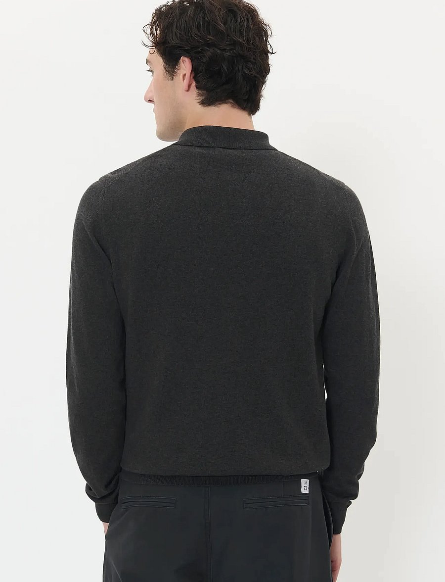 Matinique - MAklint OC - long-sleeved knitted polos - dark grey melange - 4