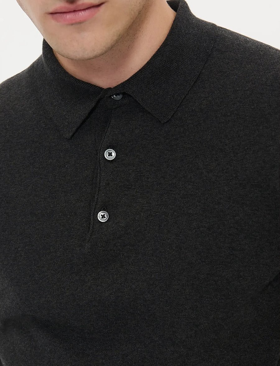 Matinique - MAklint OC - long-sleeved knitted polos - dark grey melange - 5