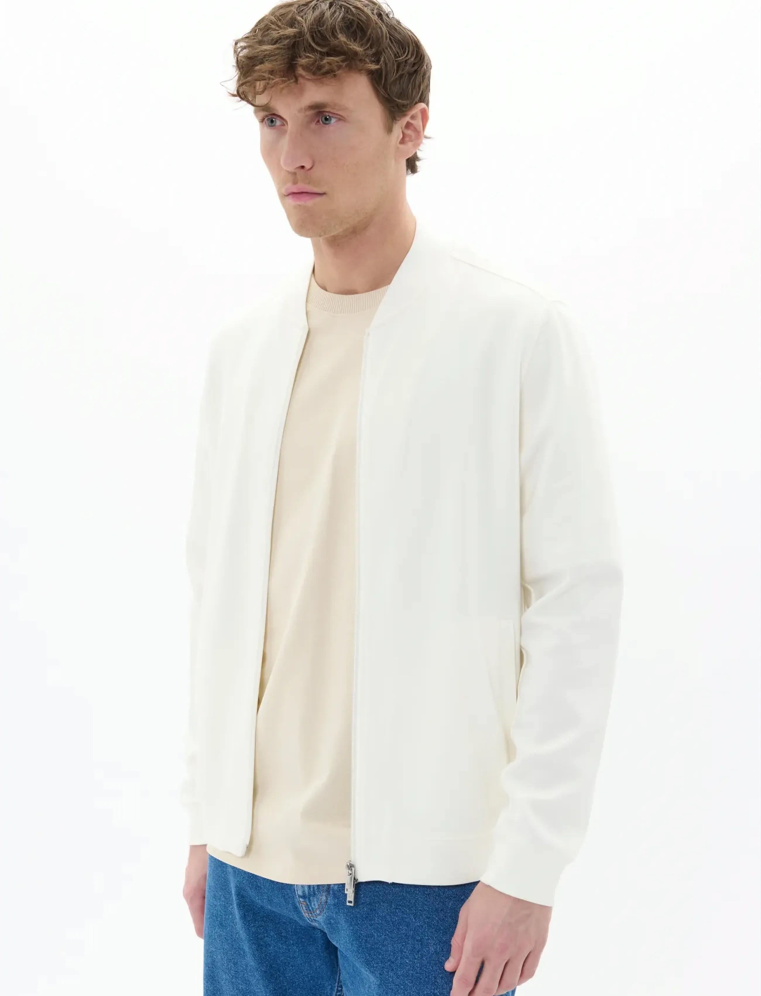 Matinique MAcallum Zipper - Pullover mit durchgehendem Reißverschluss - OFF WHITE / cream