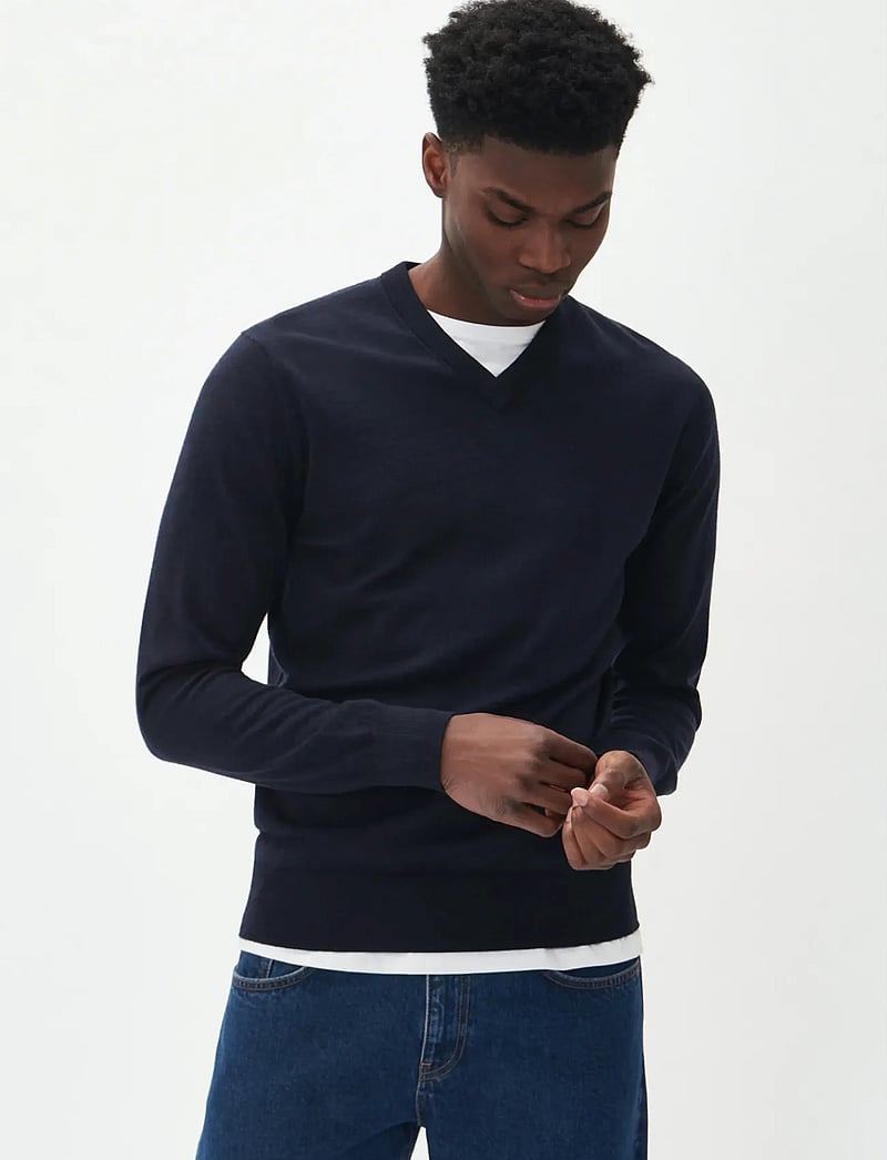 Matinique - MAviggo - pulls col v - dark navy melange - 0