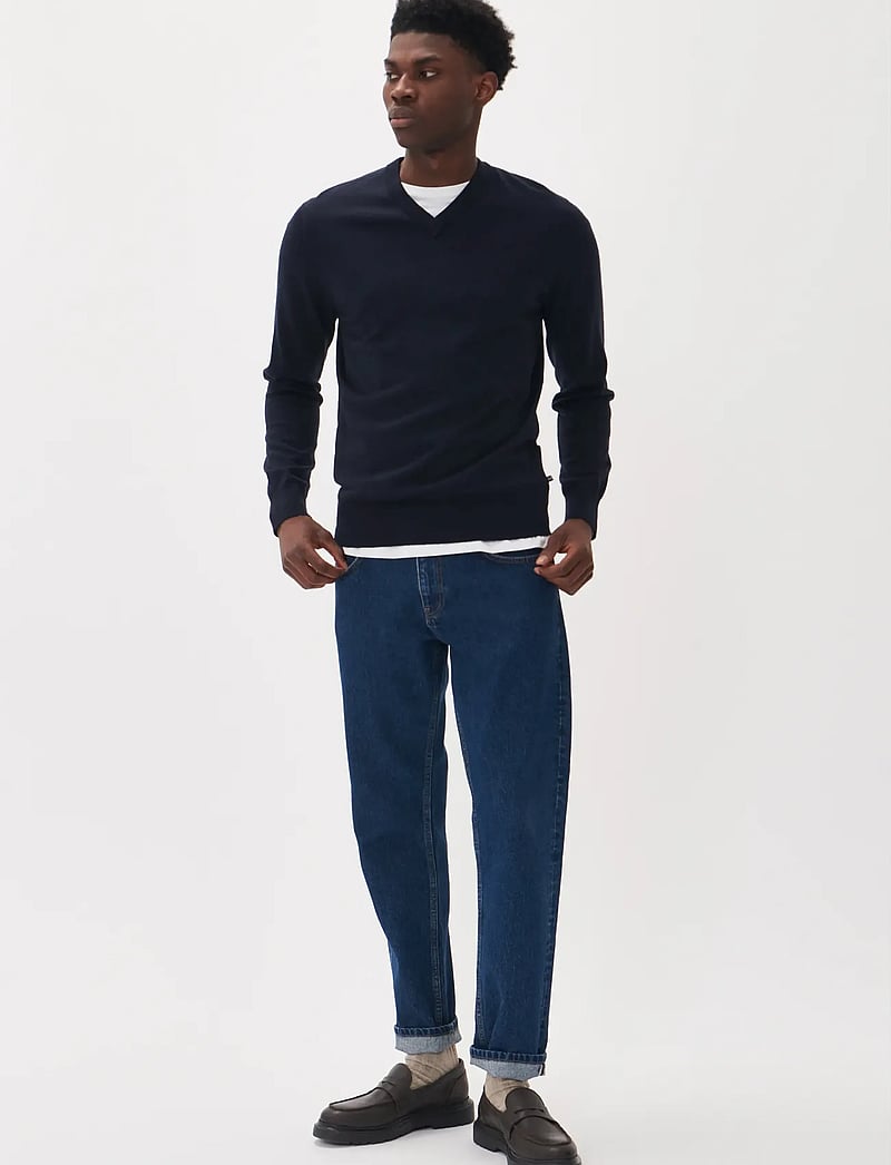 Matinique - MAviggo - pulls col v - dark navy melange - 3