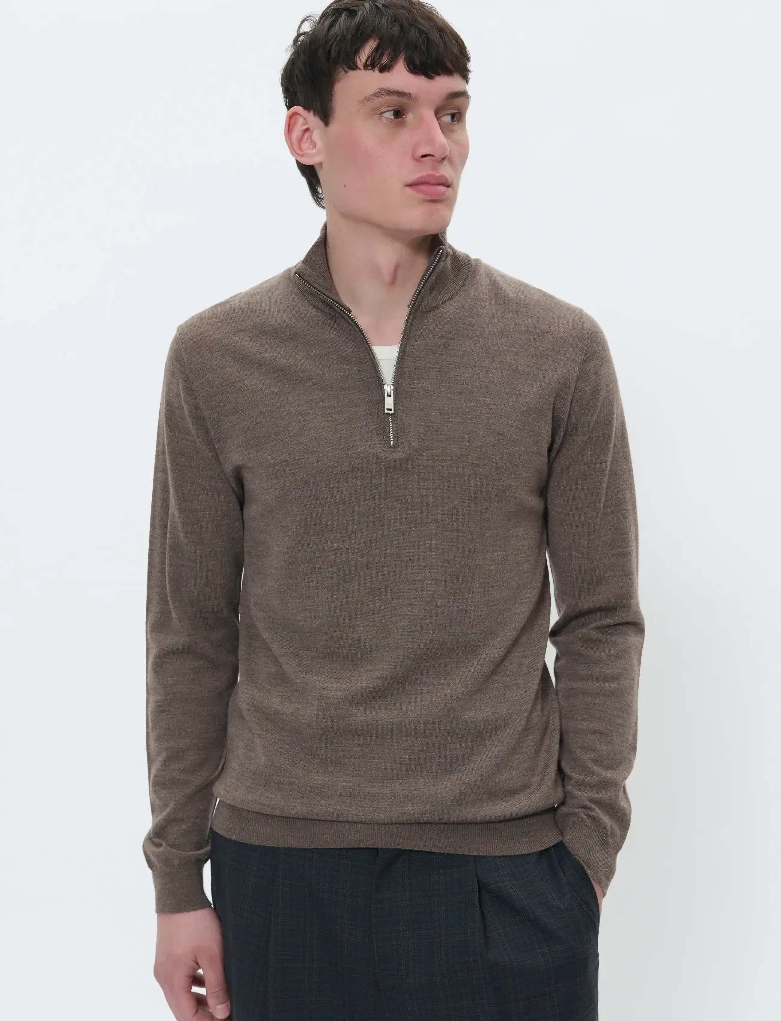 Matinique Mamason Sz, Mænd, Halv Lynlås Sweater, Brun, Str: XXXL