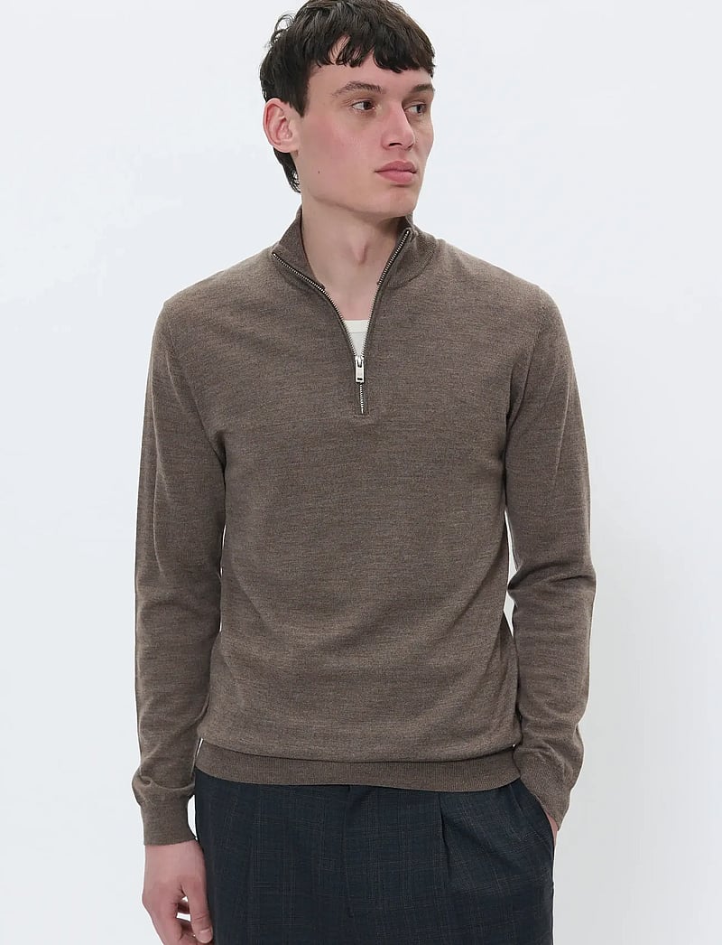 Matinique - MAmason SZ - pullover mit halbem reißverschluss - brown soil melange - 0