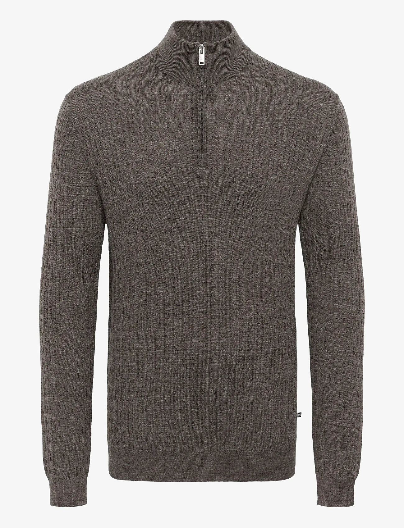 Matinique - MAmason SZ cabel - half zip jumpers - brown soil melange - 1