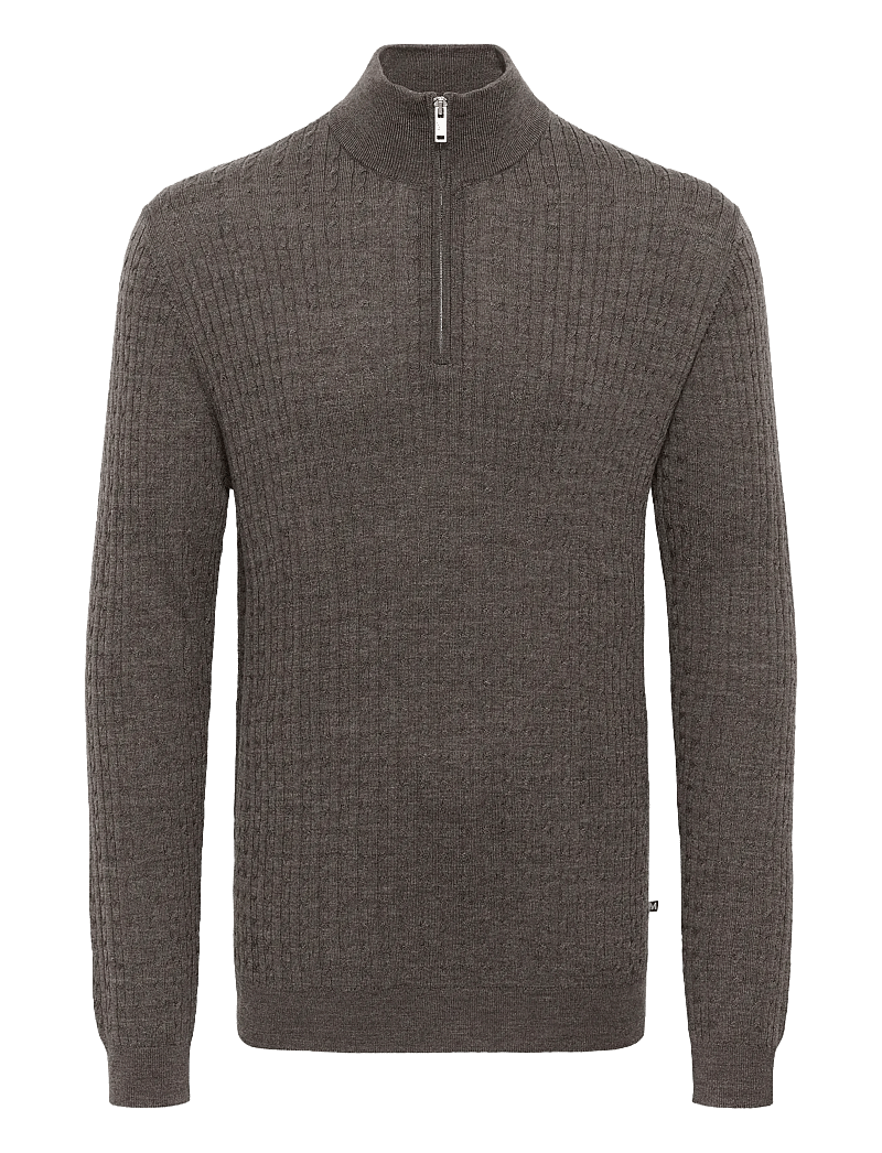 Matinique - MAmason SZ cabel - pullover mit halbem reißverschluss - brown soil melange - 1