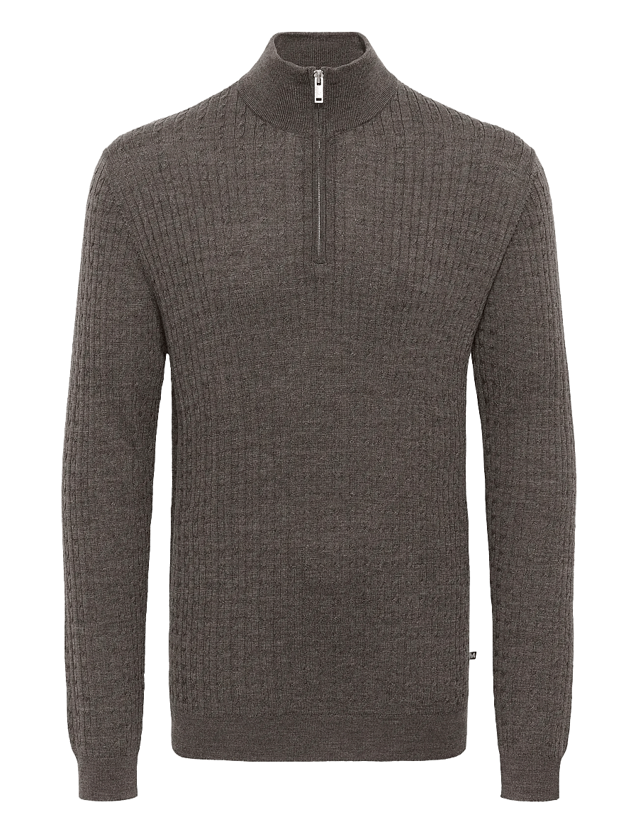 Matinique - MAmason SZ cabel - pullover mit halbem reißverschluss - brown soil melange - 1
