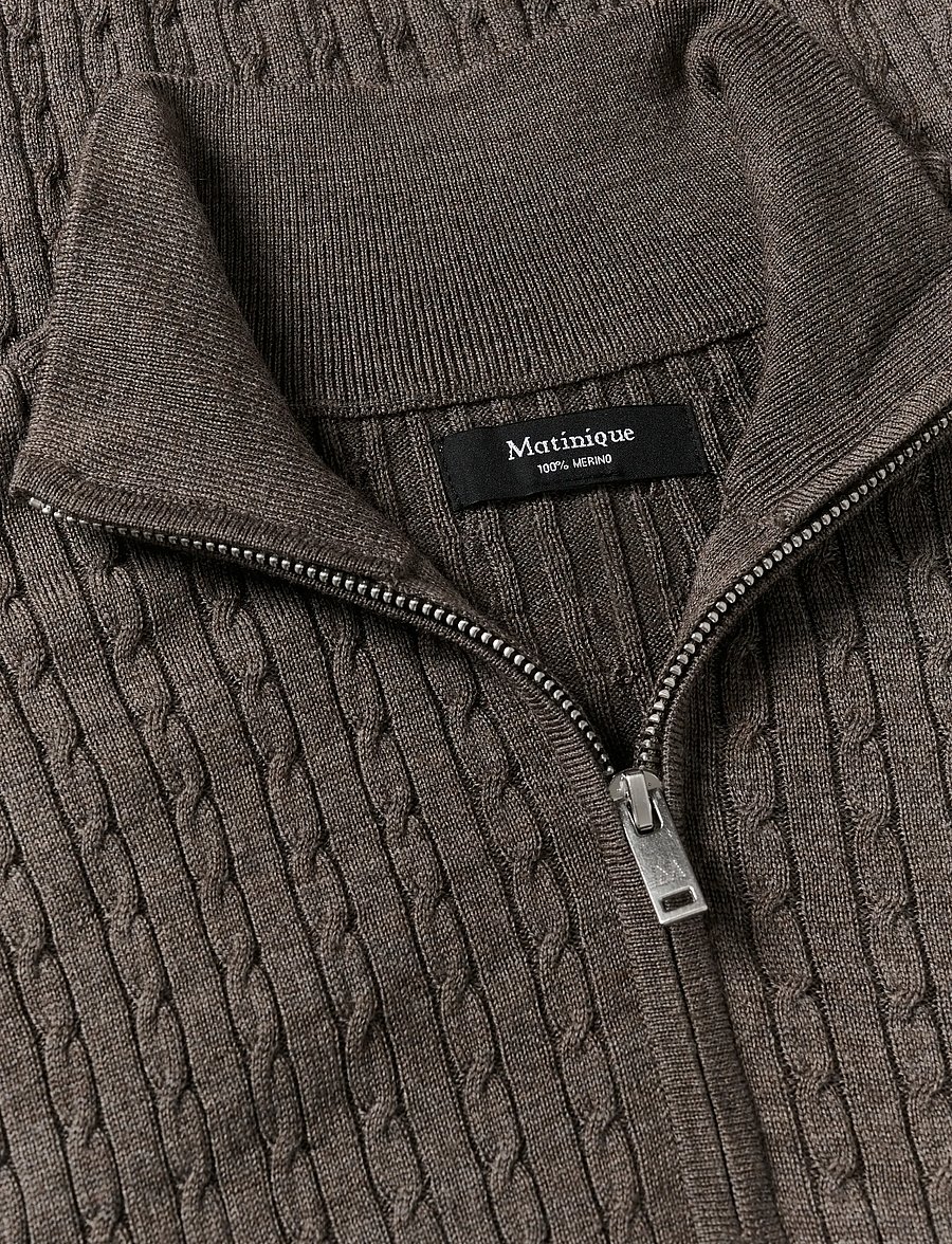 Matinique - MAmason SZ cabel - pullover mit halbem reißverschluss - brown soil melange - 5