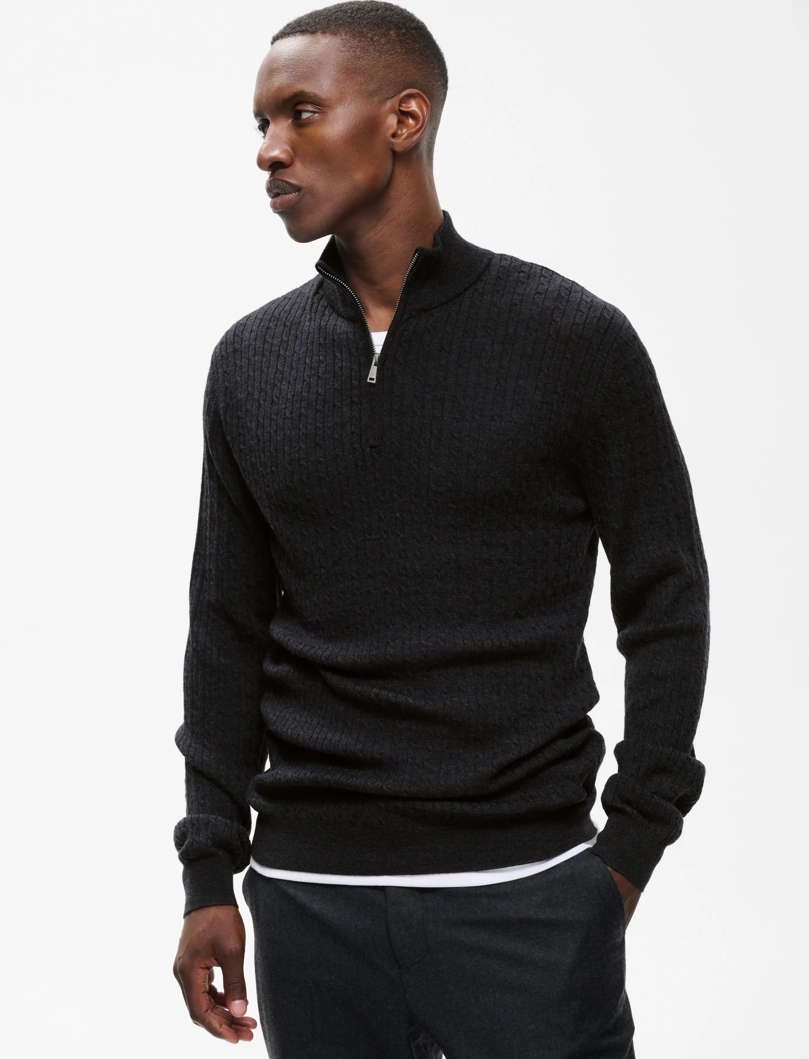 Matinique Mamason Sz Cabel, XL, Knitwear, Grau - Half Zip Jumpers, Männerswear
