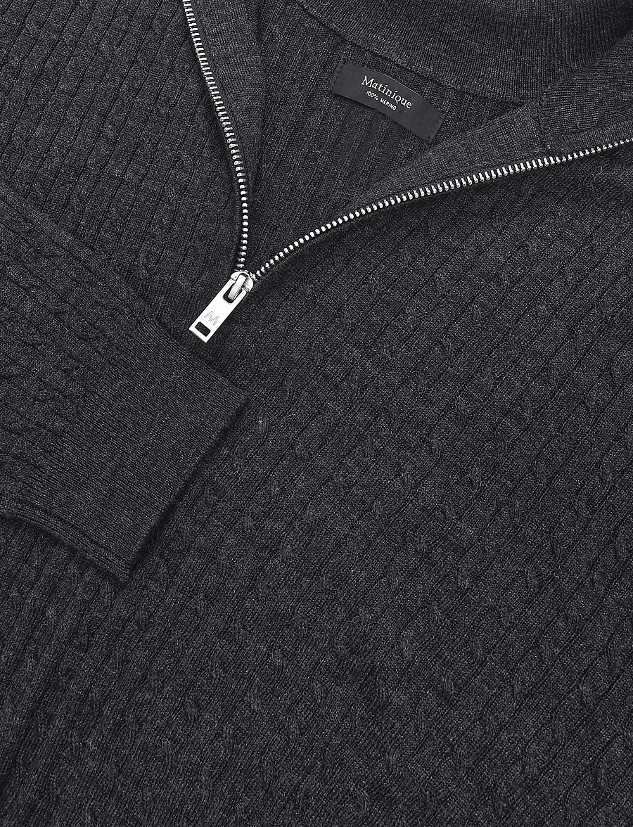 Matinique - MAmason SZ cabel - half zip-tröjor - dark grey melange - 5