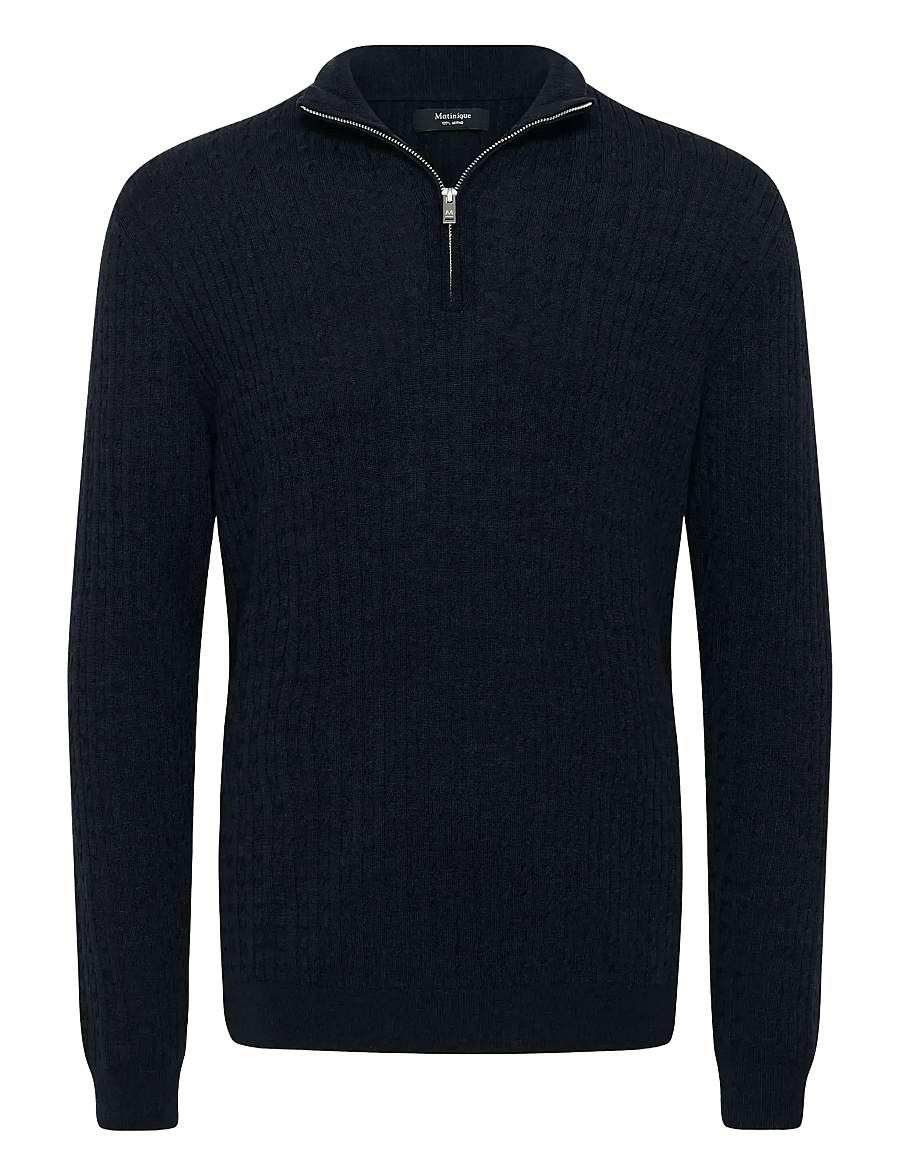 Matinique - MAmason SZ cabel - pullover mit halbem reißverschluss - dark navy melange - 1