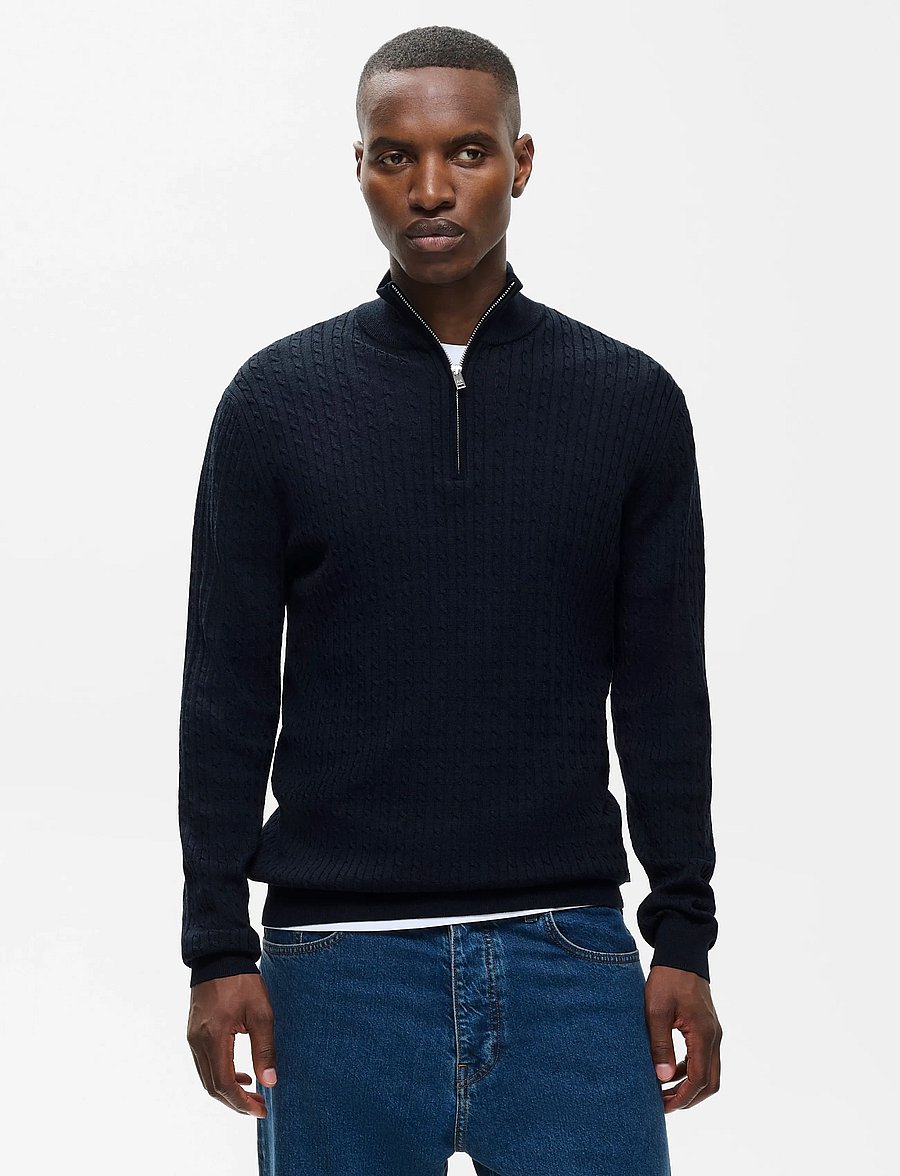 Matinique - MAmason SZ cabel - poolpika lukuga džemprid - dark navy melange - 0