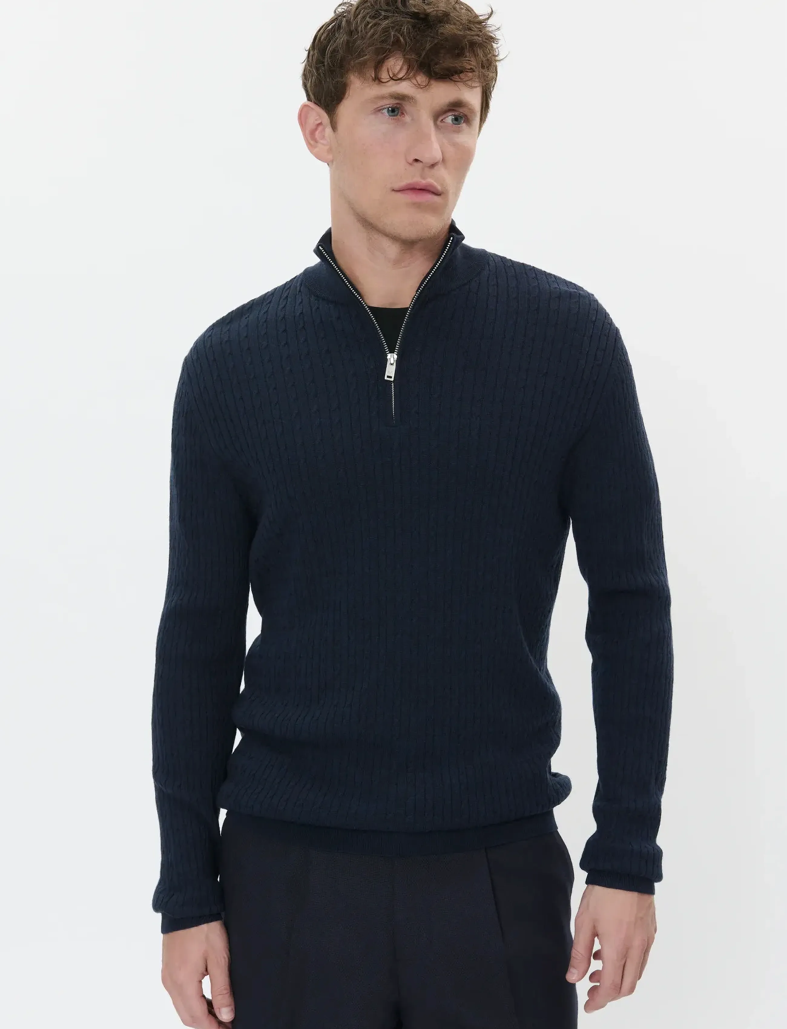 Matinique - MAmason SZ cabel - pullover mit halbem reißverschluss - dark navy melange - 0