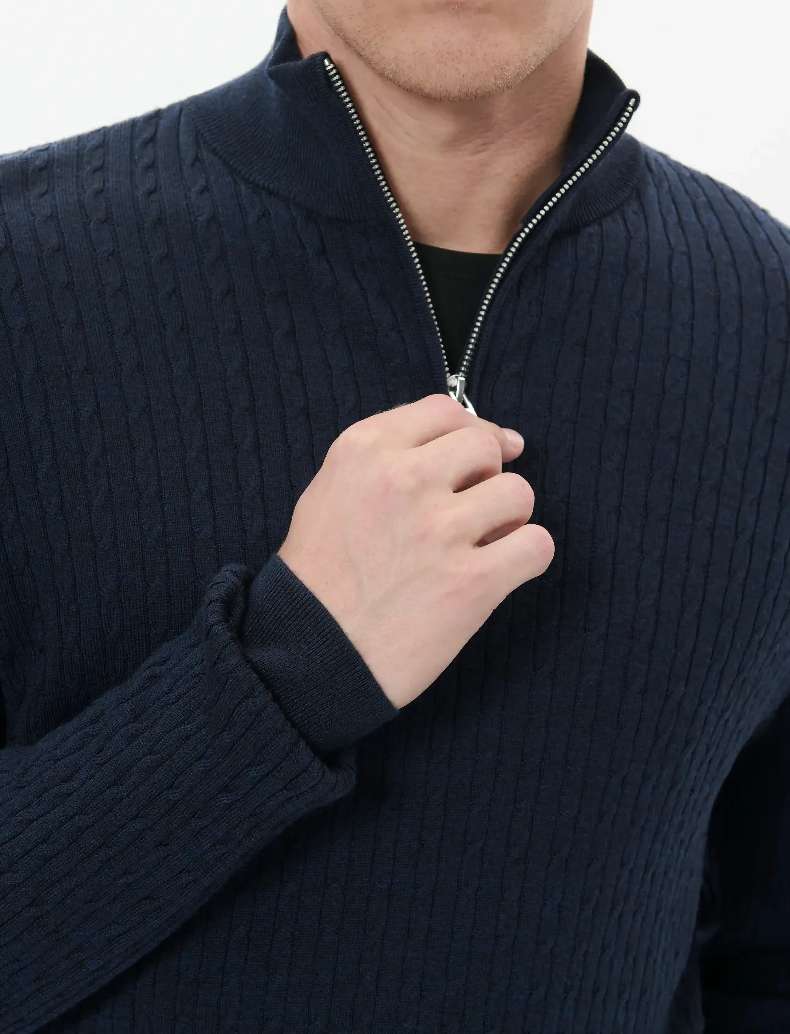 Matinique - MAmason SZ cabel - pullover mit halbem reißverschluss - dark navy melange - 5