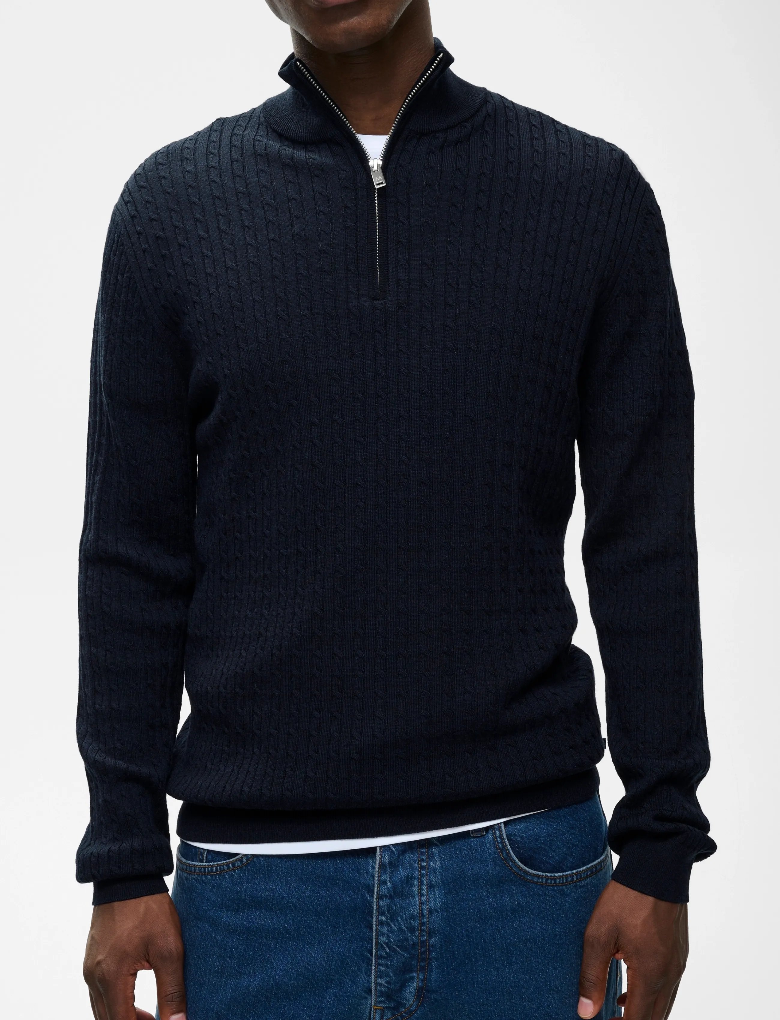 Matinique - MAmason SZ cabel - poolpika lukuga džemprid - dark navy melange - 5