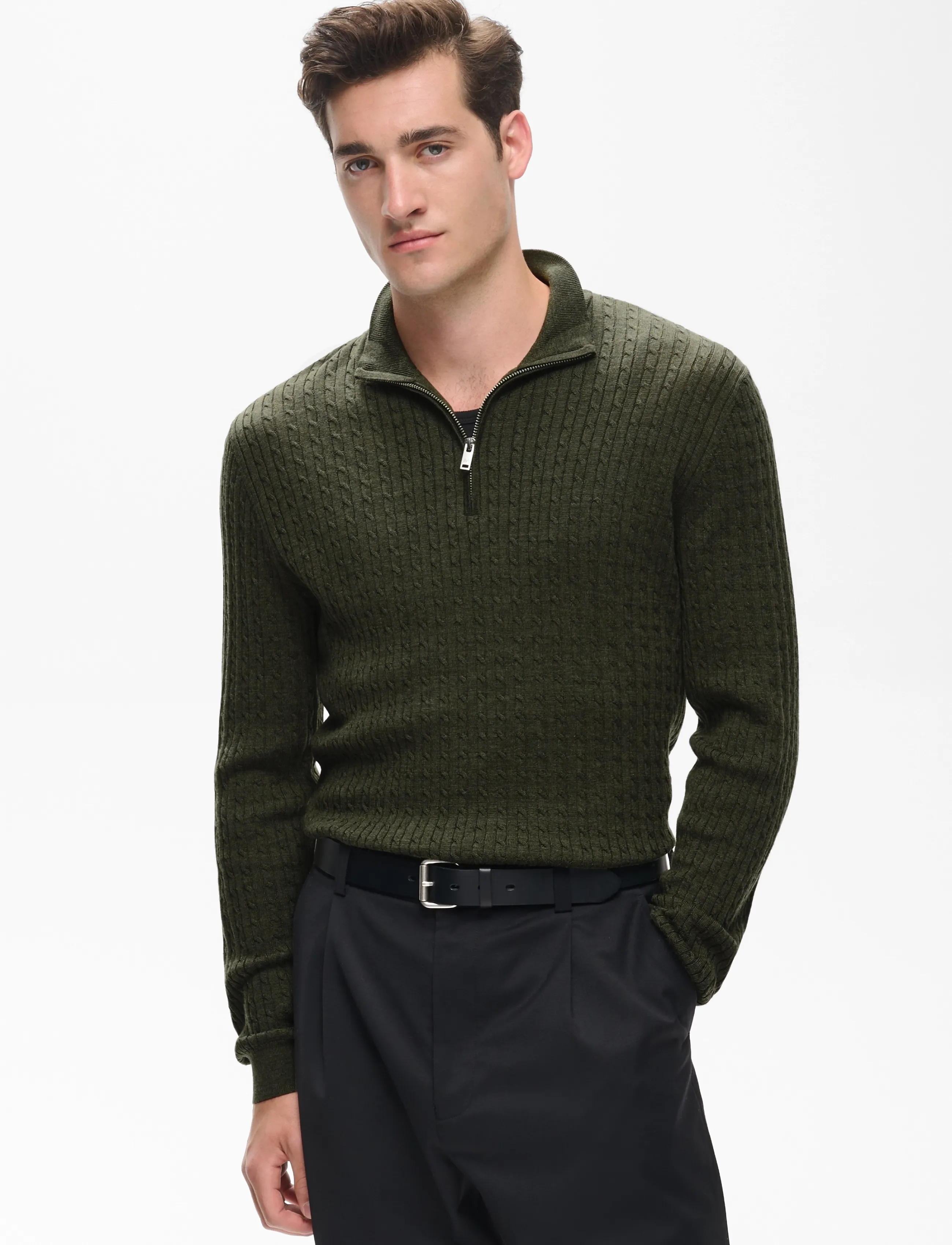 Matinique Mamason Sz Cabel, XXL, Knitwear, Grün - Half Zip Jumpers, Männerswear