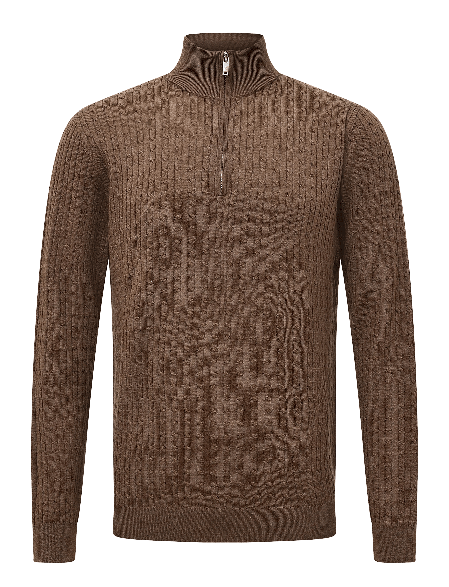 Matinique - MAmason SZ cabel - half zip-tröjor - sepia melange - 1